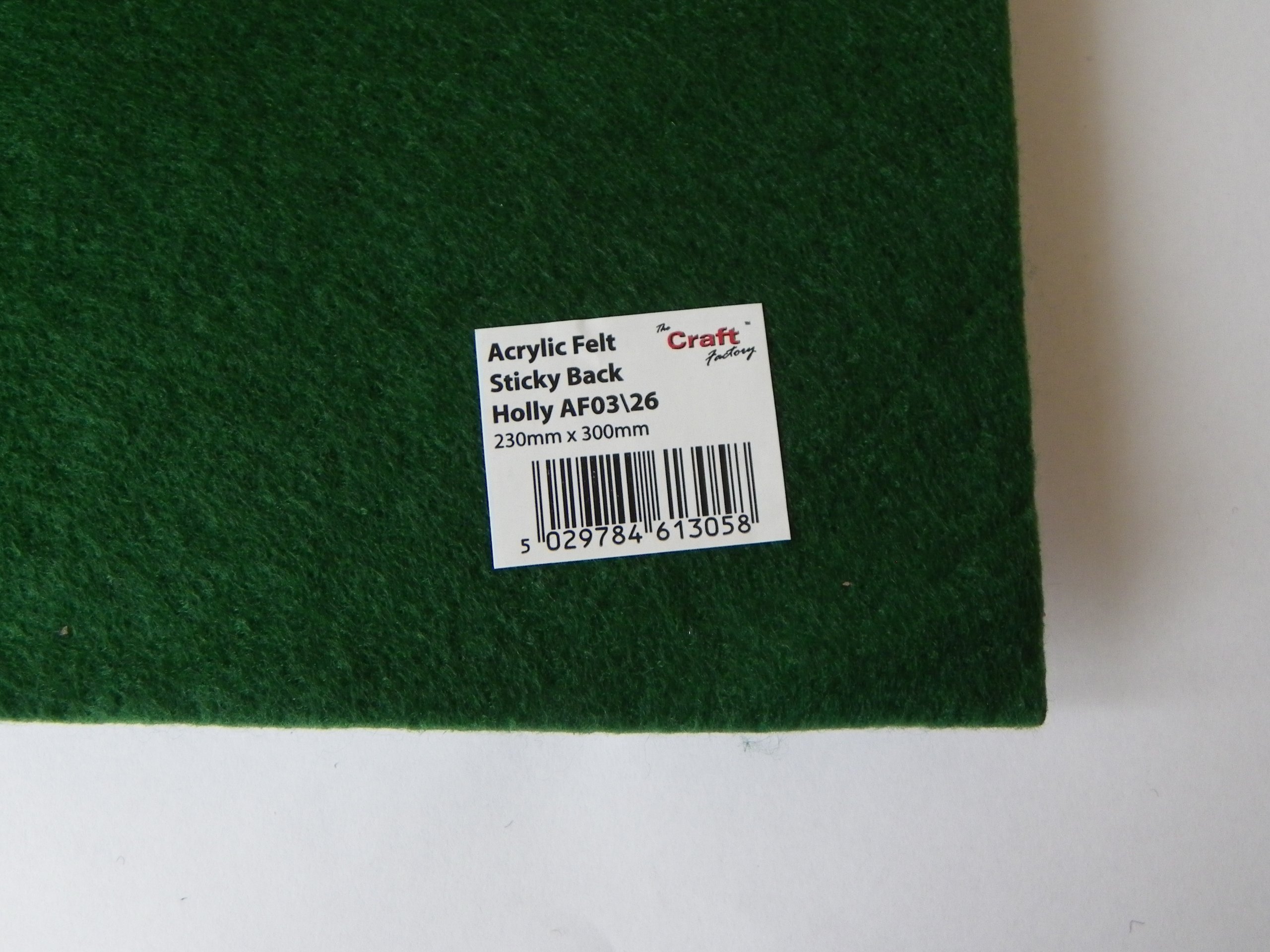 The Craft Factory Green Acrylic Felt Sticky Back 23 X 30Cm Holly