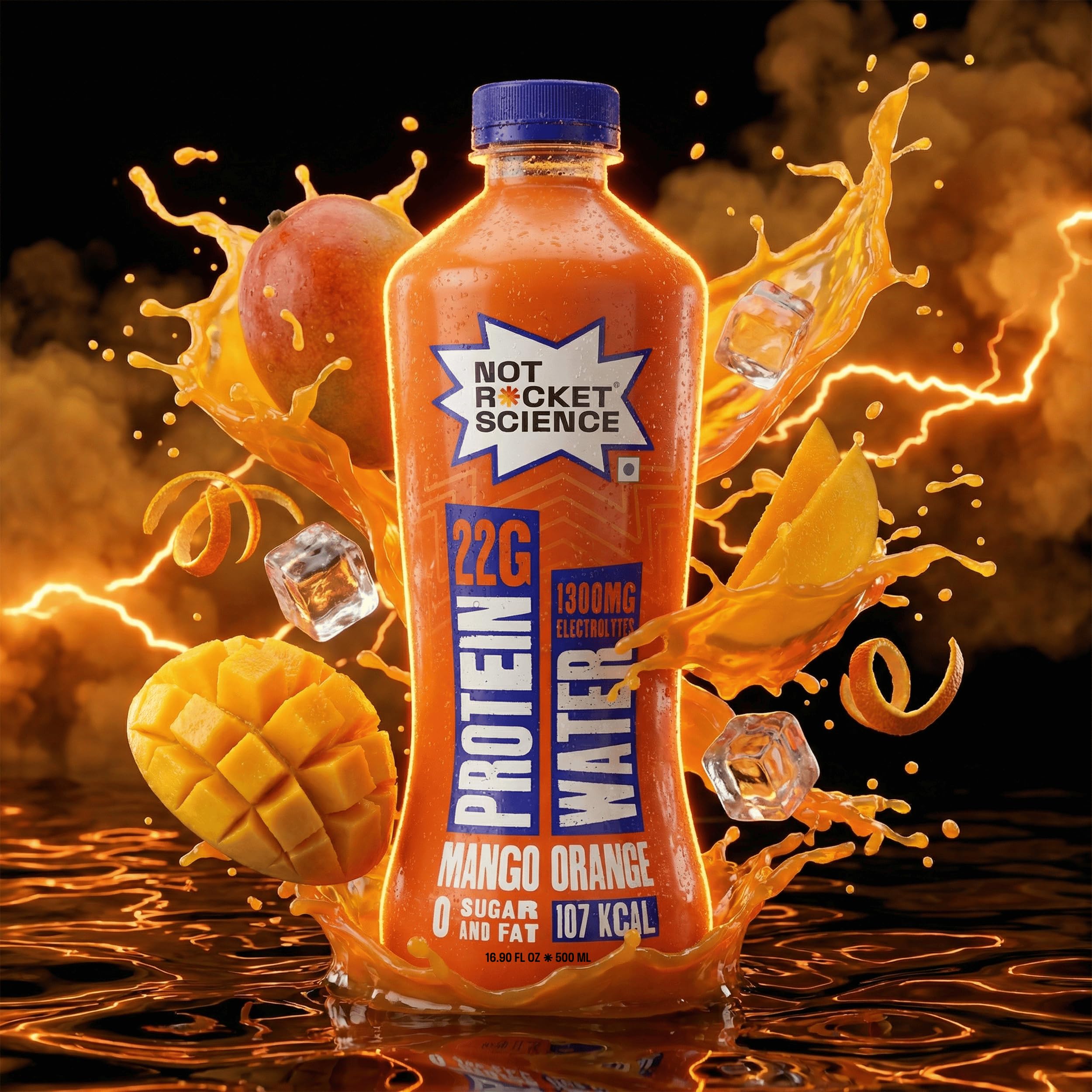 Not Rocket Science Protein Water - Mango Orange | 22g Clear Whey Protein Isolate | 1300mg Electrolytes | 5g BCAAs | Zero Sugar | High Protein Drink | 500ml Pack of 12 — Amazon image 7