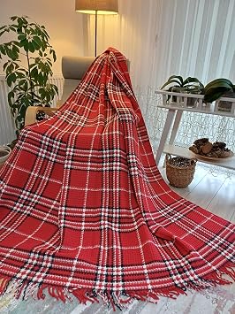 Blanket Red-White Waffle Textured Extra Soft Cotton Blanket, Throw Blanket, Tv Blanket (Single Person) 150*200cm