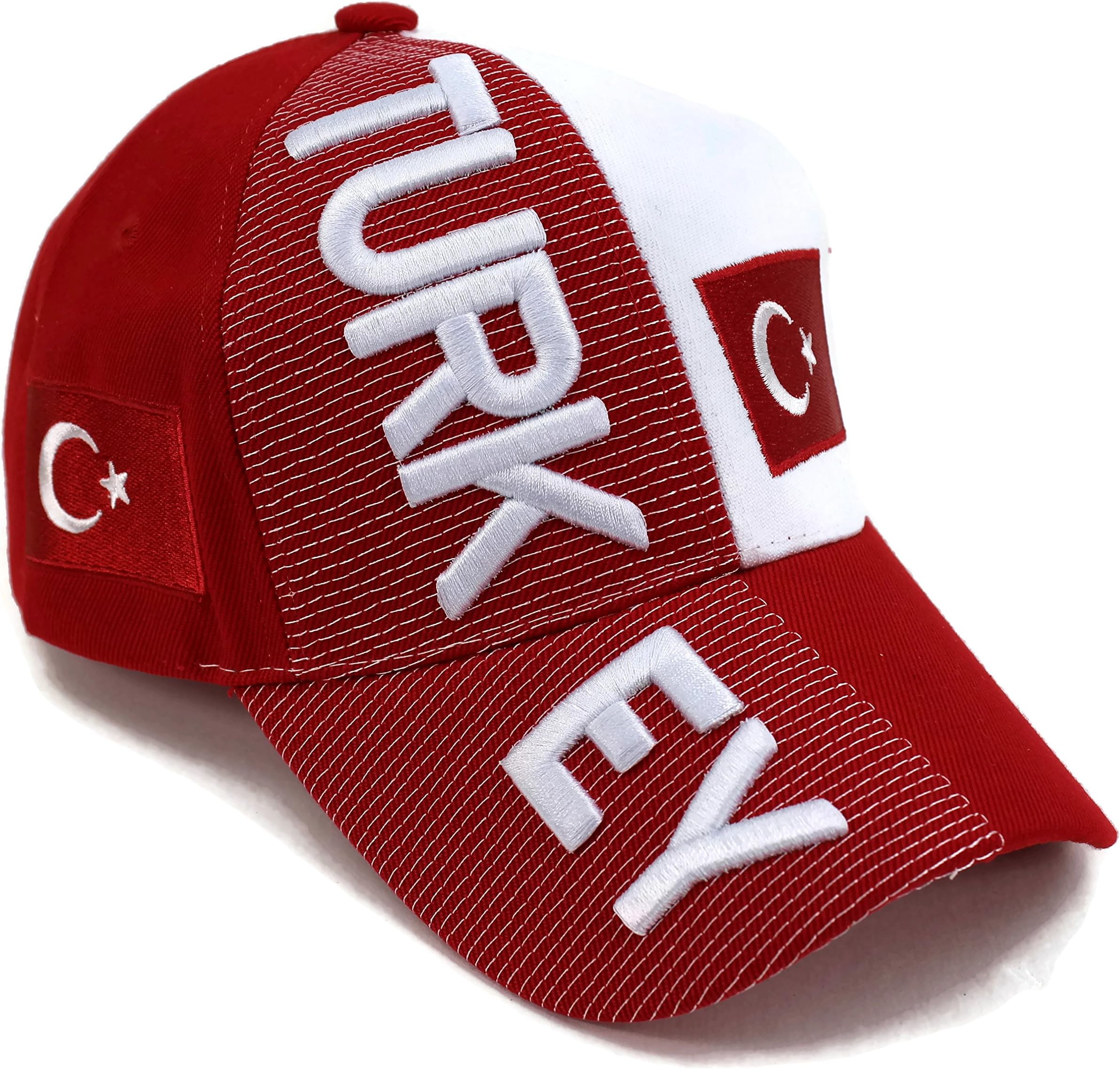 High End Hatsââ‚¬Å“Nations of Asia and Pacific Hat Collectionââ‚¬Â Embroidered Adjustable Baseball Cap, Turkey with Flag, Red