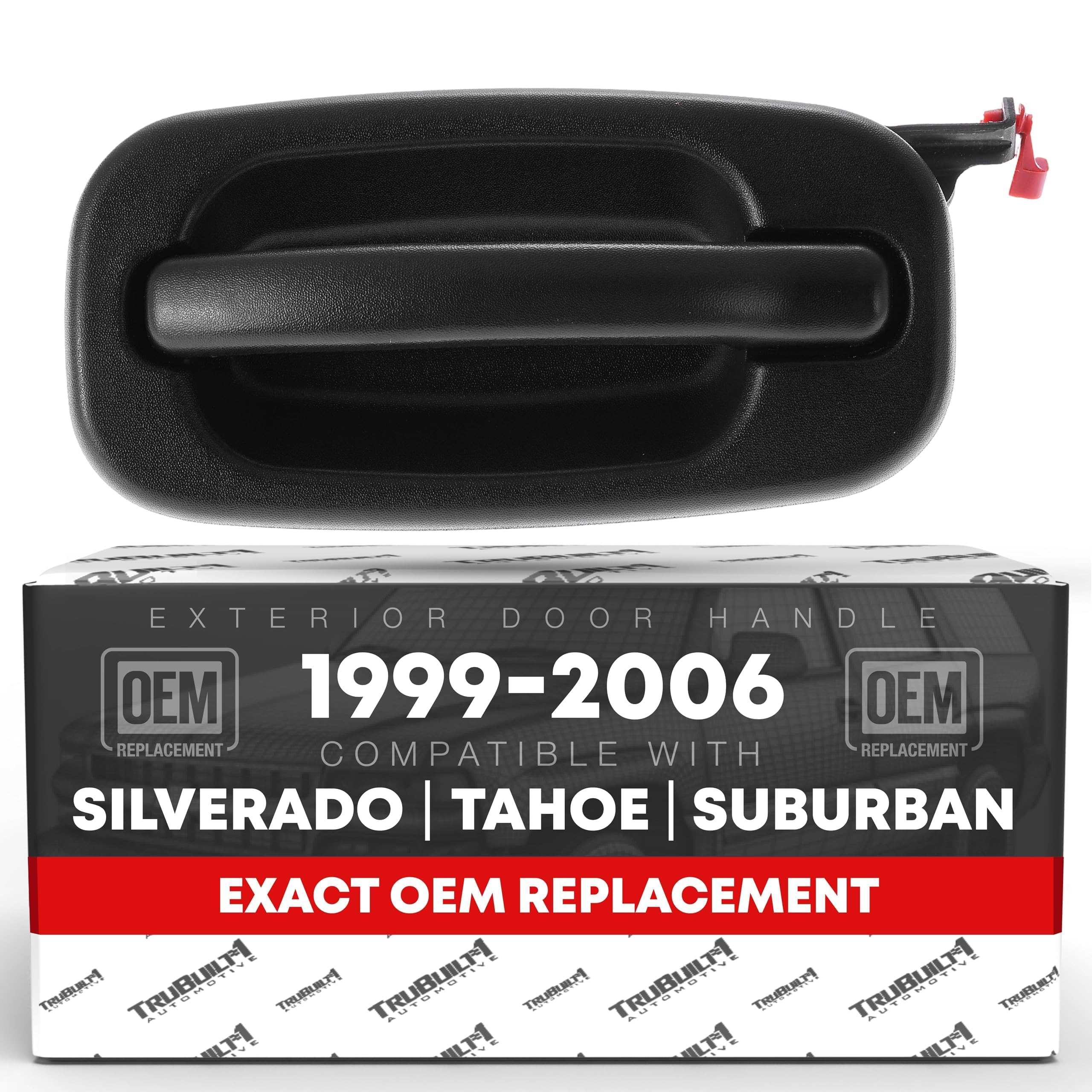 Exterior Rear Driver Door Handle - Compatible with 1999-2006 Chevrolet Silverado, 02-06 Avalanche, Tahoe, Suburban; 99-06 GMC Sierra, Yukon - Textured Black - OEM 15721571, 80579