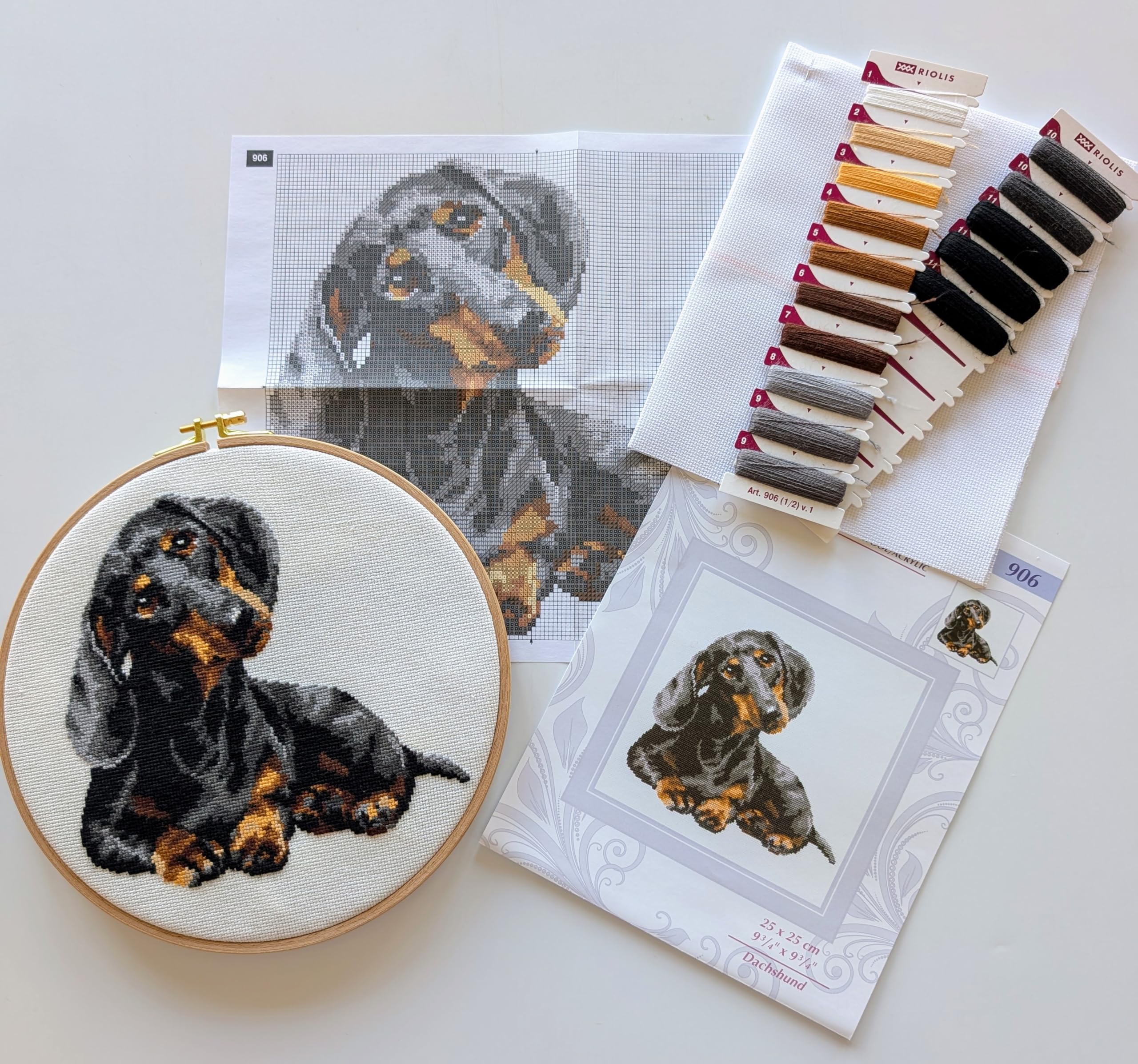 Eiialerm timbrato punto croce Kits Animali Cani fai da te Pre-Stampato ricamo Starter Kit per i Principianti-40x50cm(Tela prestampata 11CT
