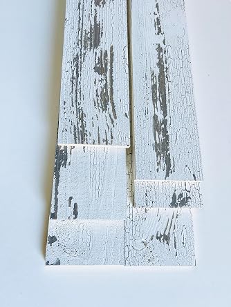 Hobby Board Rustic Weathered White Barnwood Solid Wood Planks for DIY Crafts, Projects and Decor 6 Planks - 2.5" Wide x 12" Long