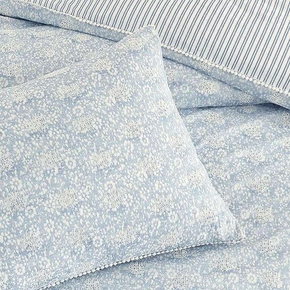 Peri Home Ikat Eyelet Cotton Duvet Cover & Sham Set King Blue 3-Piece