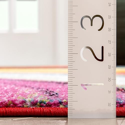 Miniatura 2 de Well Woven- Alfombra de pelo largo con diseño geométrico multicolor, arte abstracto y moderno en pintura, contemporáneo, no se deshilacha, ideal