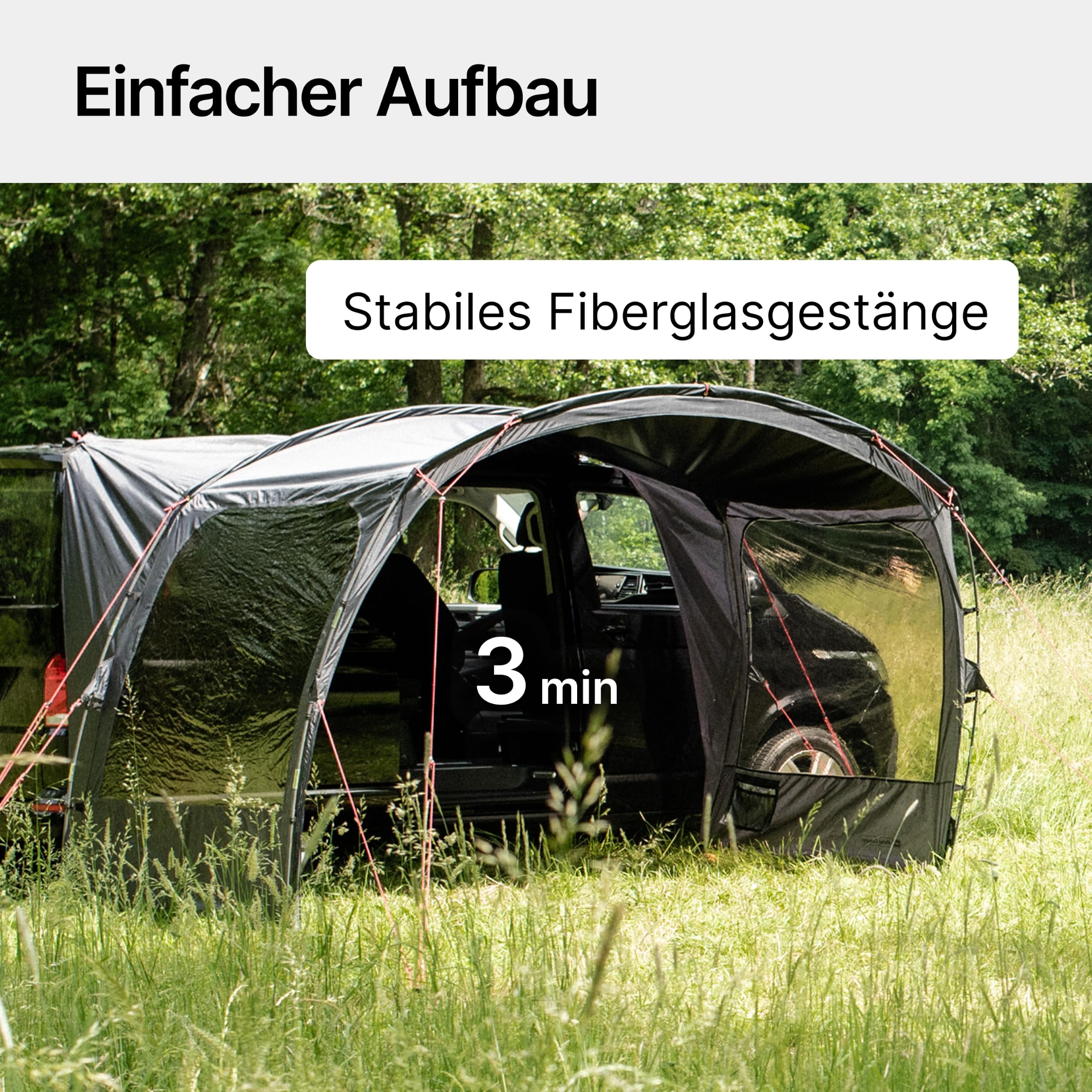 qeedo Motor Canopy Bus - Stabiles Vorzelt mit UV-Schutz (UV80) & Dark-Coating - Passt für Bus, Van und Wohnmobil, Verschiedene Montage-Möglichkeiten, Anbau mit 5 und 7 mm Dual-Keder