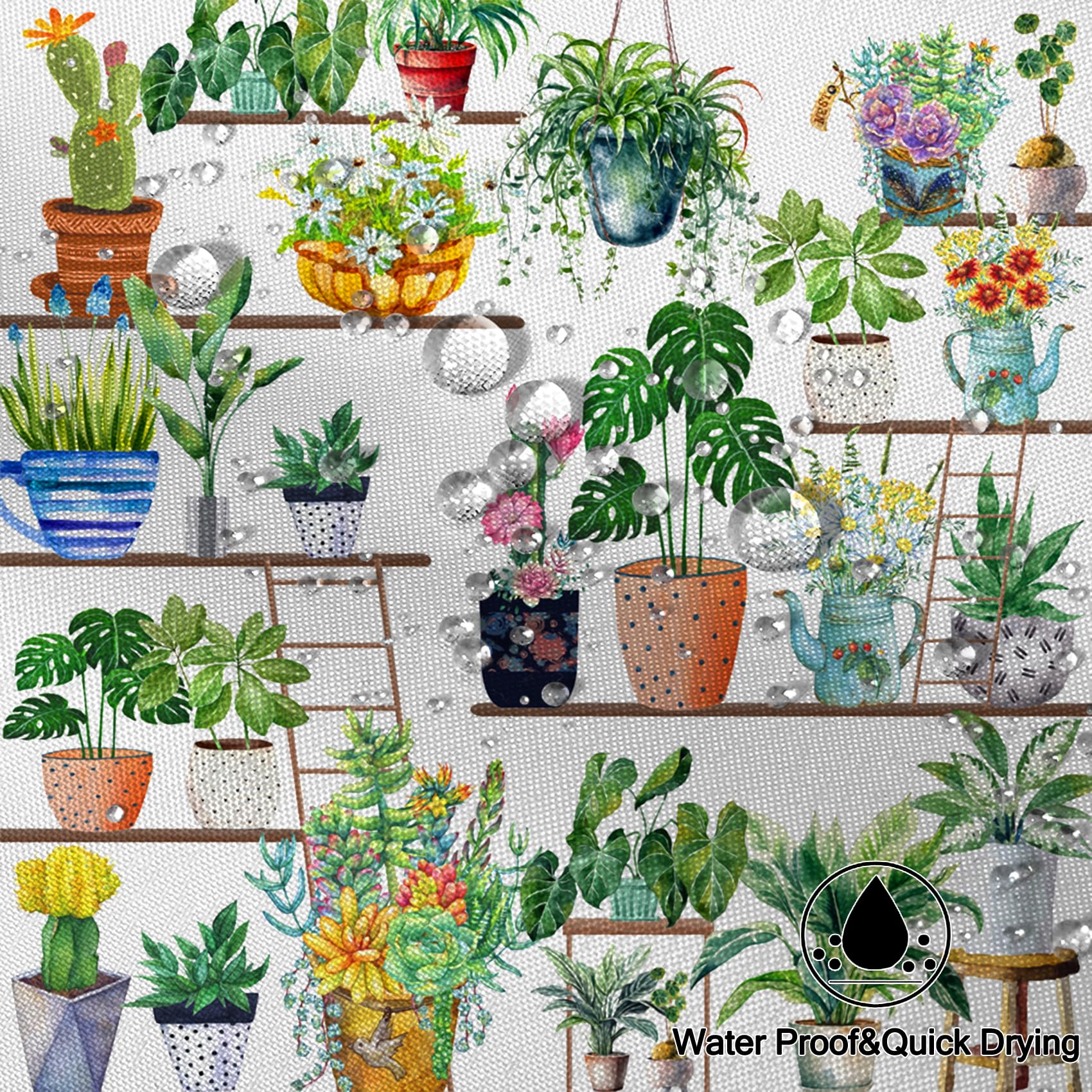 Yanutan No Hook Shower Curtain,Blue Watercolor Flower Double-Layered Shower Curtain With Snap-in Liner And Weights,Blue Floral Plant Ink Art Fabric Bath Curtain With See Through Mesh, 71x74in