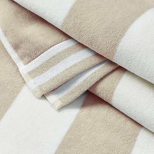 Miniatura 3 de Toalla de playa de gran tamaño con 100% algodón - Toallas de playa a rayas XL Cabana para adultos y toallas de piscina ligeras de gran tamaño -