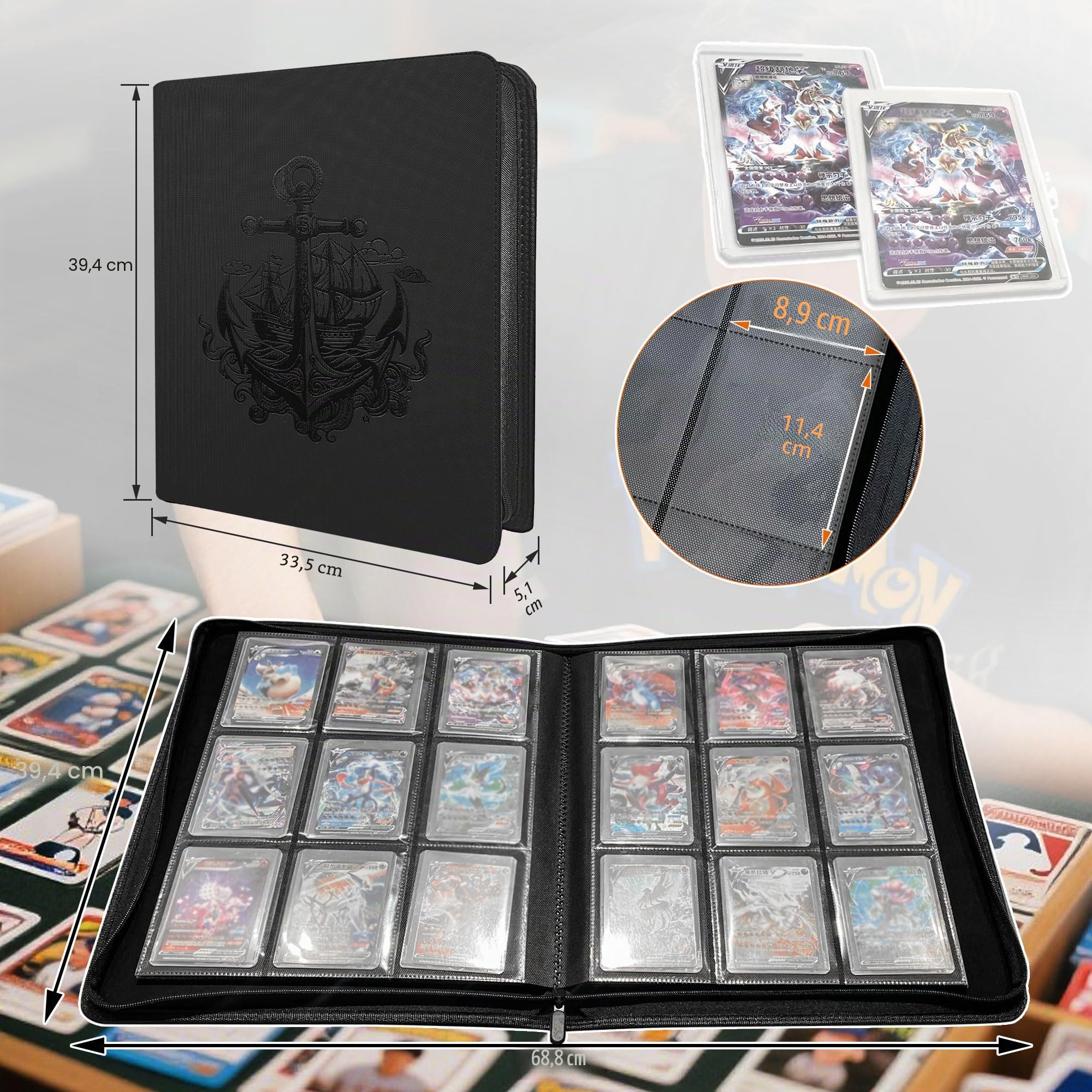 TopLoader Raccoglitore per Collezione di Carte - 9 Tasche, Contiene 288 Carte da 7,6 x 10,2 cm, Album per MTG, TCG e Giochi da Tavolo (Classico-01)