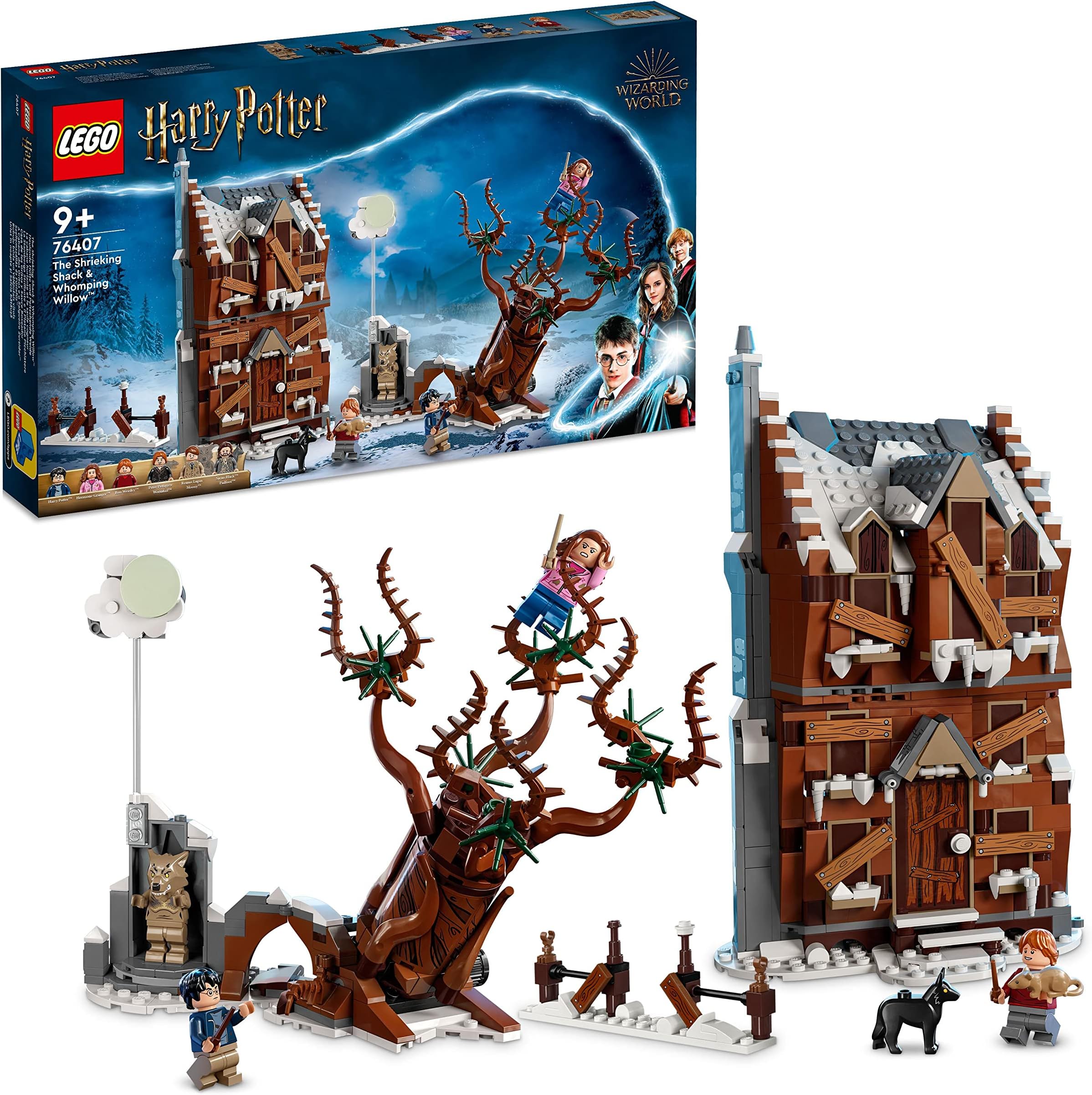 Harry Potter The Shrieking Shack & Whomping Willow 2 in 1 Wizarding World Toy with 6 Character Minifigures, The Prisoner of Azkaban Set, Gifts for Kids, Girls & Boys 76407