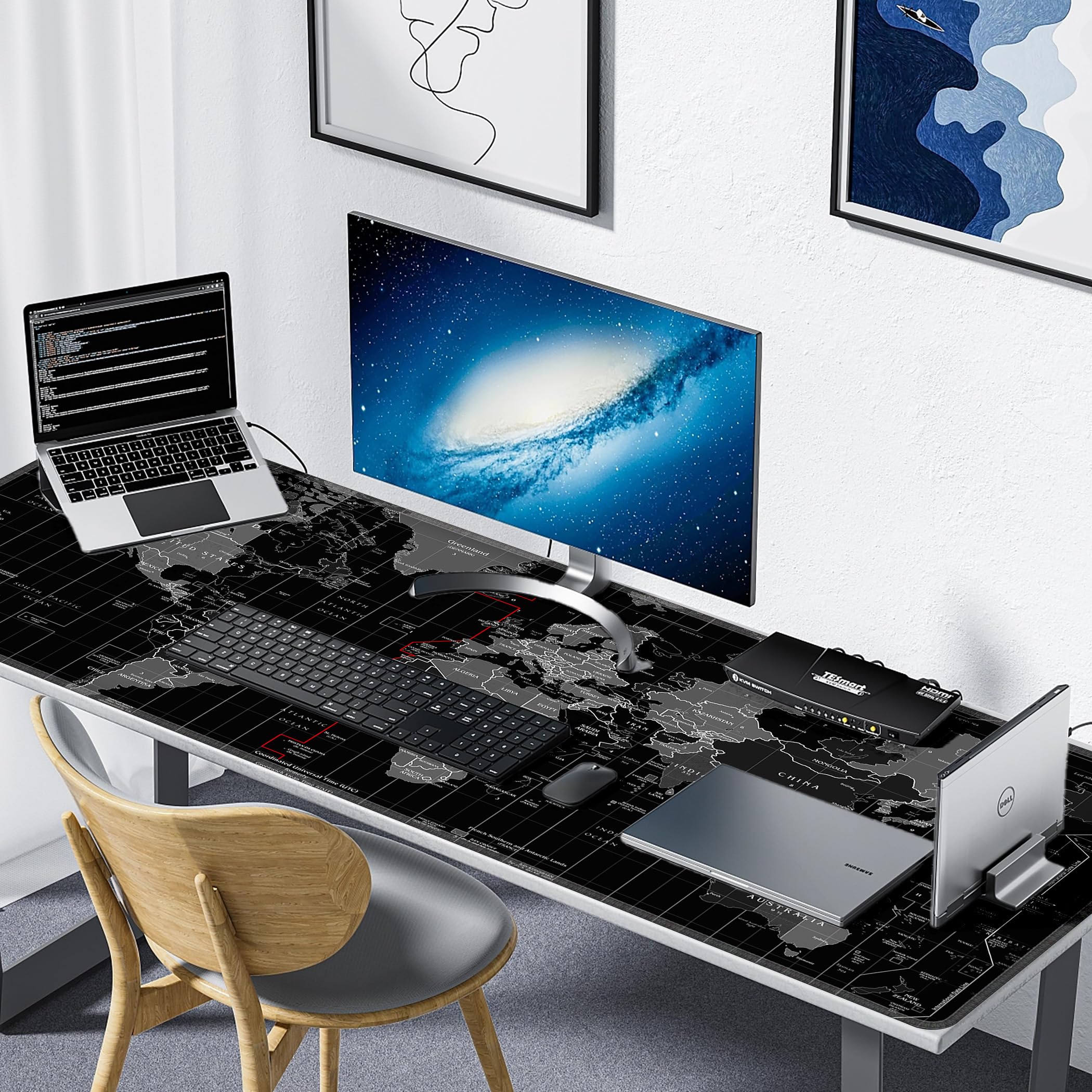 LL-COEUR Alfombrilla de Ratón Grande para Juego Mapa 1400x500x3mm Almohadilla de Escritorio Teclado Ordenador XXL Speed Gaming Mousepad XXXL
