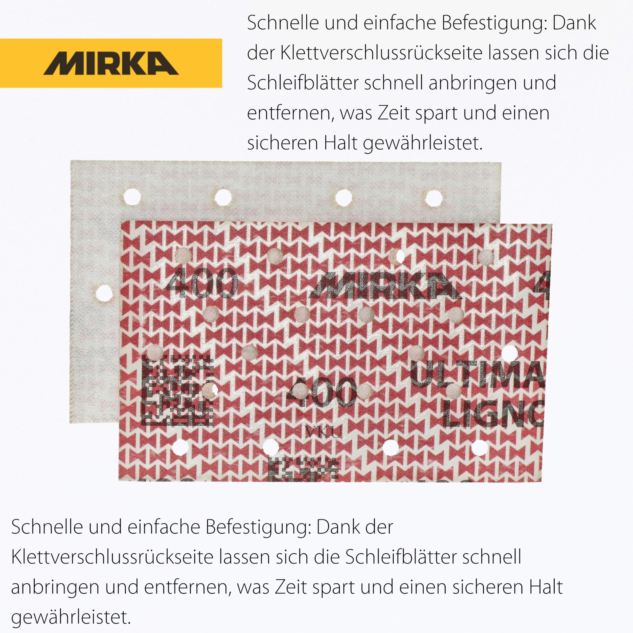 Mirka Ultimax Ligno sanding sheets, 400 grit, 81x133mm, hook and loop system - Image 3