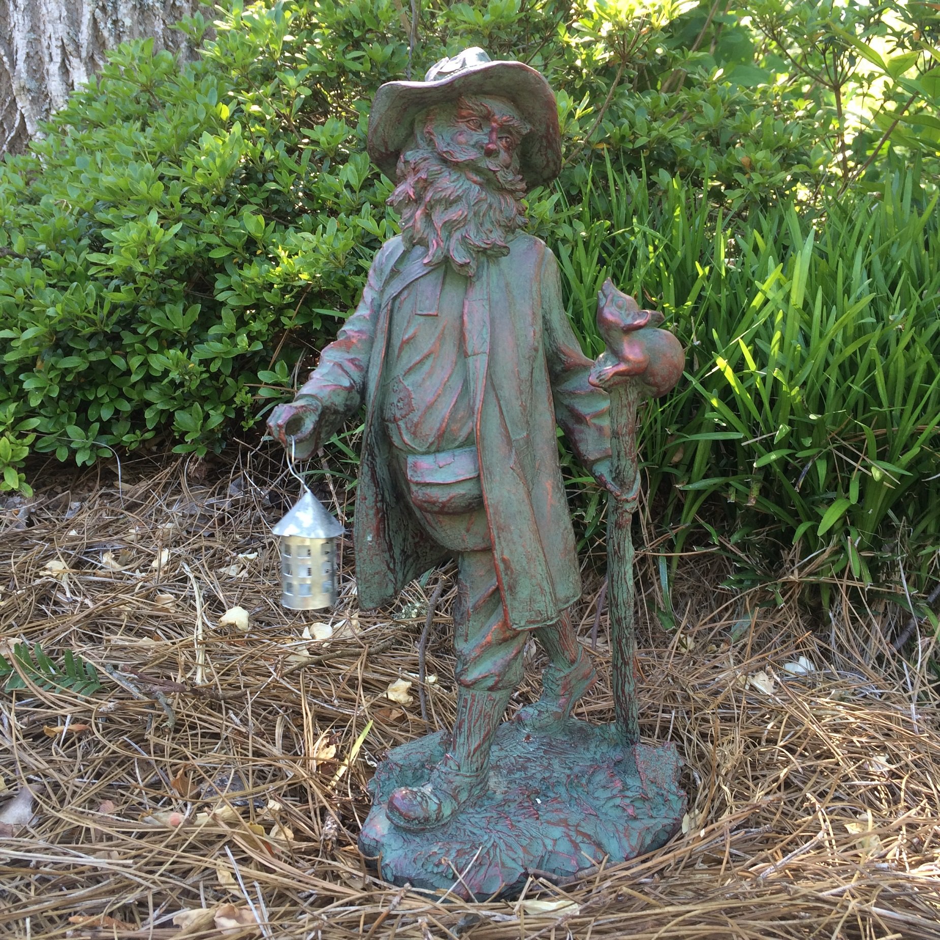 Buy Lucky Irish Leprechaun Garden Statue with Mouse on Cane in Patina