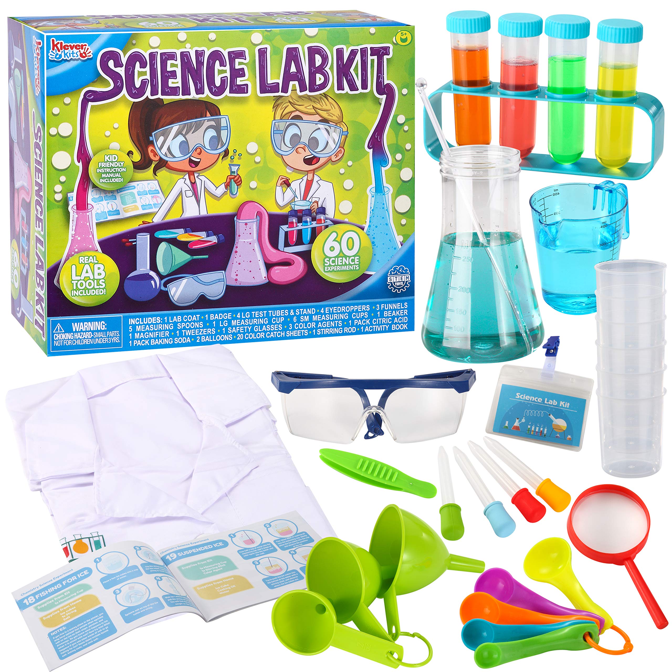 Klever Kits Science Lab Kit for Kids 60 Science Experiment Kit with Lab