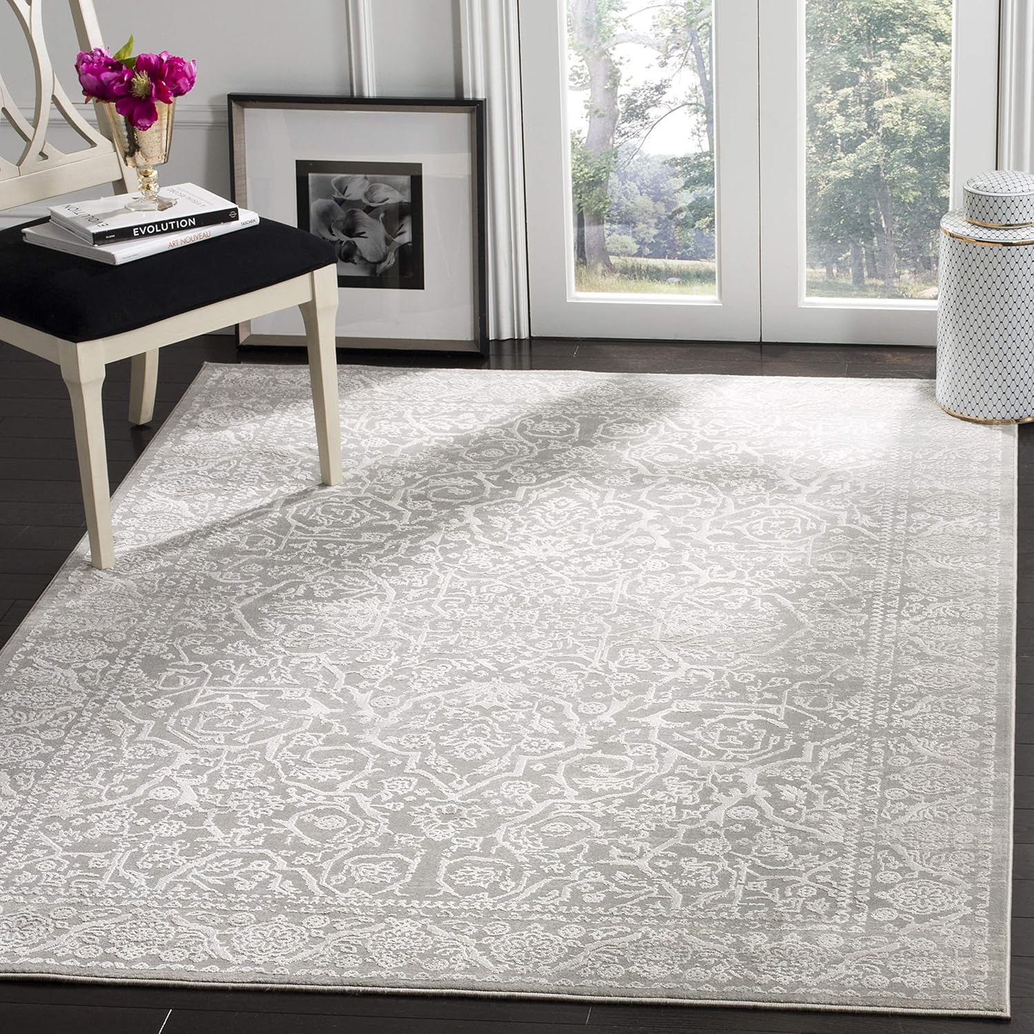 SAFAVIEH Princeton Collection Area Rug - 9' x 12', Cream & Slate, Vintage Distressed Design, Non-Shedding & Easy Care, Ideal for High Traffic Areas in Living Room, Bedroom (PRN714S)