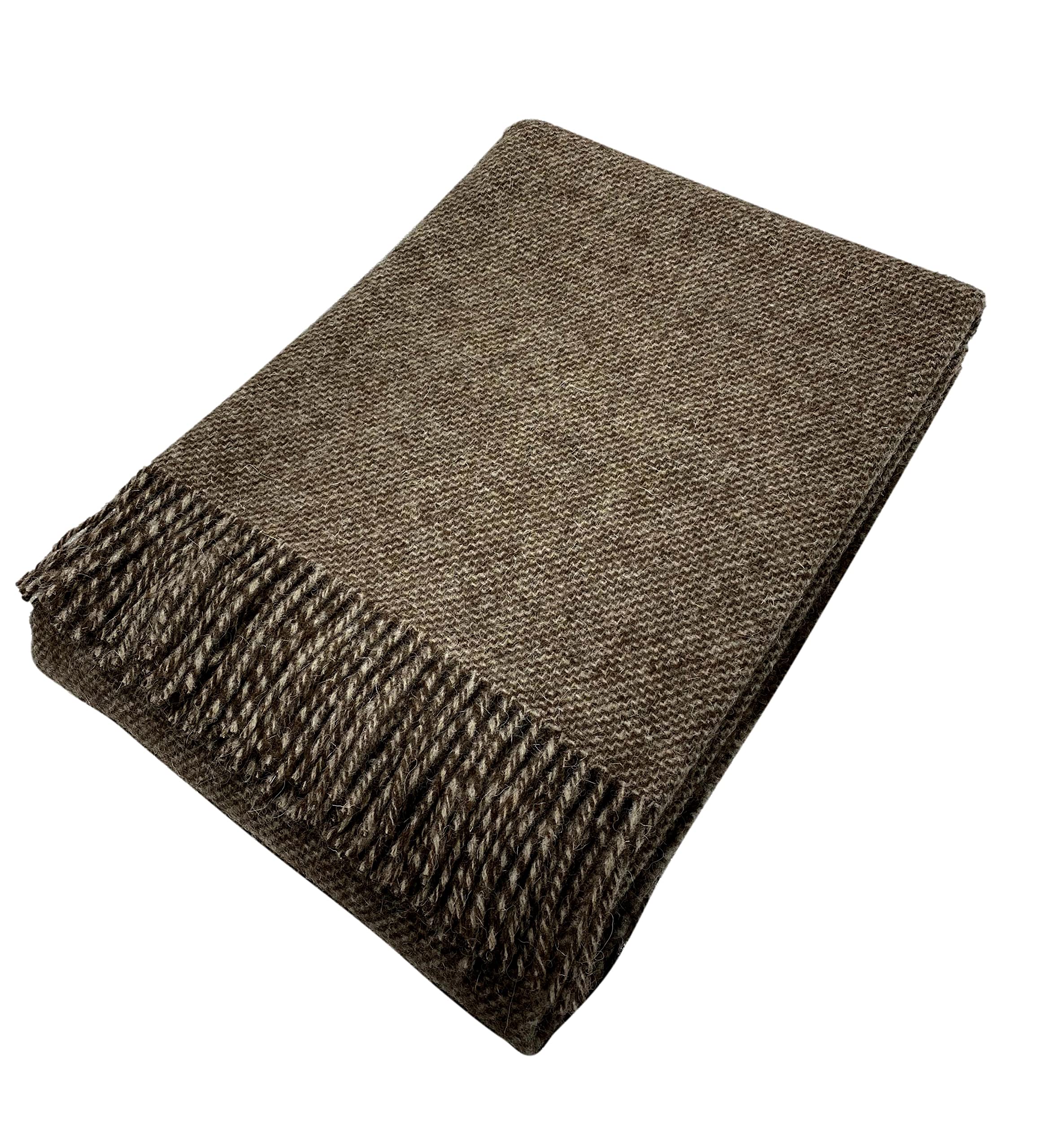 Wolldecke 140x200cm Neuseeland 100% Wolle aus Neuseeland, Überwurf Plaid mit Fransen (Natural)
