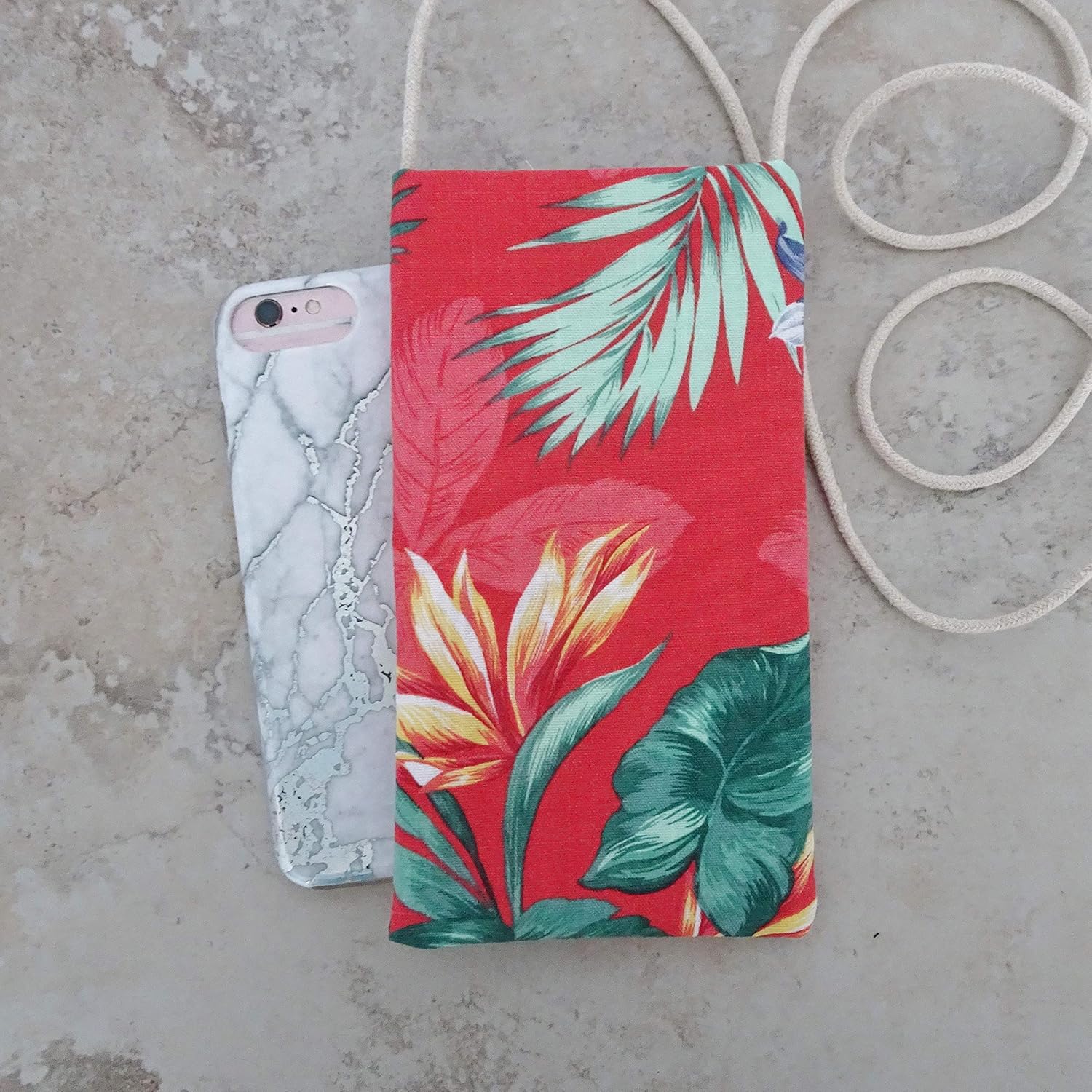 Cell Pouch, Phone Purse, Small Bag for Essentials, Tropical Fabric Purse