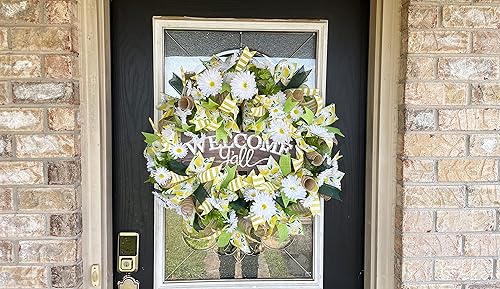 Miniatura 4 de XL Welcome Y'all Lemon & Daisy Summer & Spring Deco Mesh Front Door Wreath, Porch Patio Home Decor, Handmade, Unique Gift Idea for Her