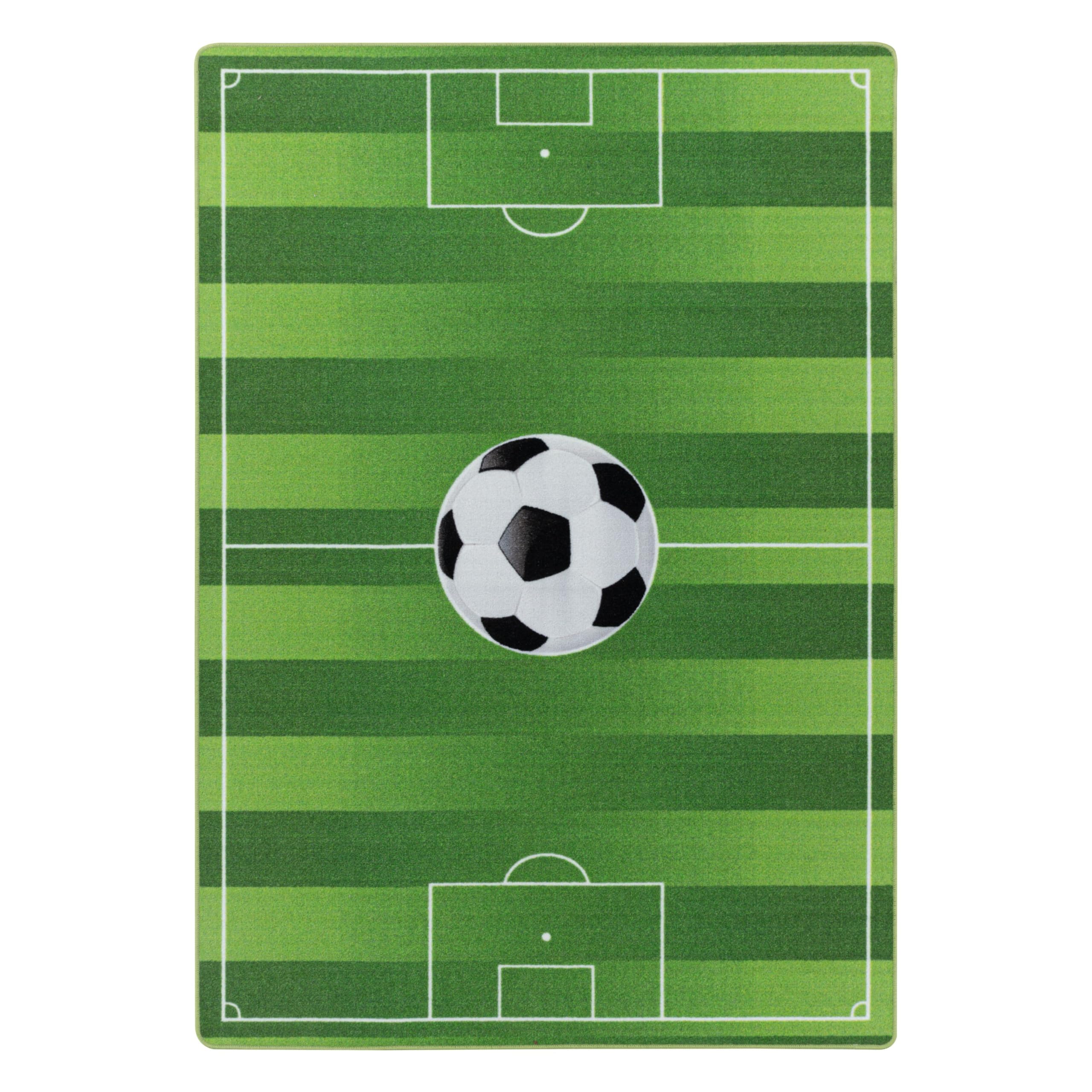 HomebyHome Alfombra para niños Pila Corta Diseño de Campos de fútbol Habitación de los niños de los bebés Suave y Lavable Rectangular Chico Verde, Color:Verde, Tamaño:100x150 cm
