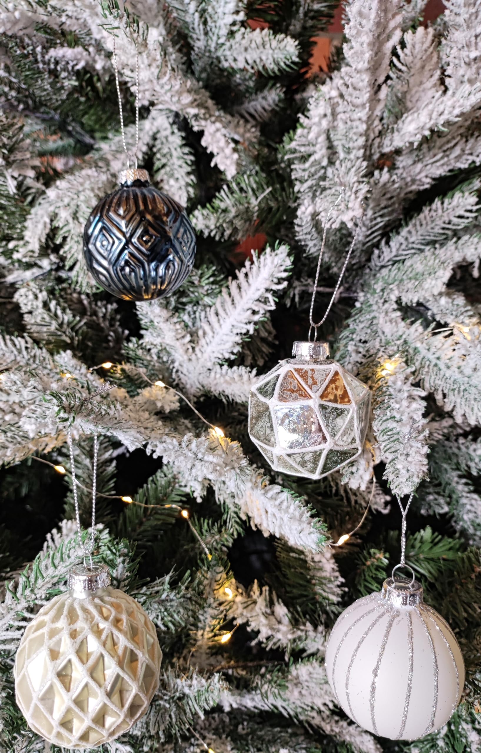 12er Set edle Luxus Glas Weihnachtskugeln Ø 6cm Weihnachtsbaum Kugeln Christbaumkugeln Weihnachten Deko Christbaumschmuck (Mix)