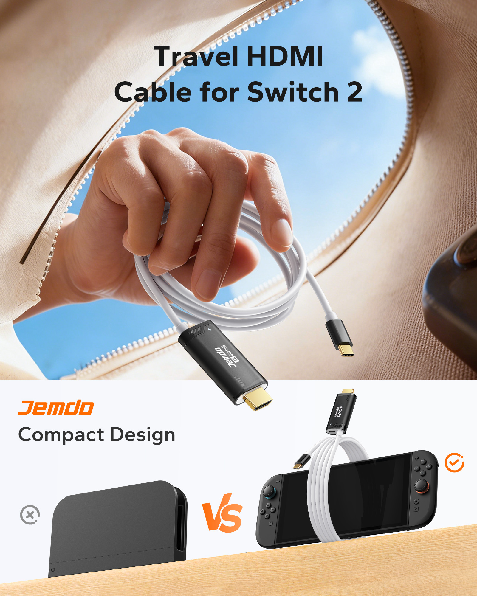 Amazon.com: JEMDO Switch 2 (22.0.0+) Dock HDMI Cable 4K@144Hz HDR