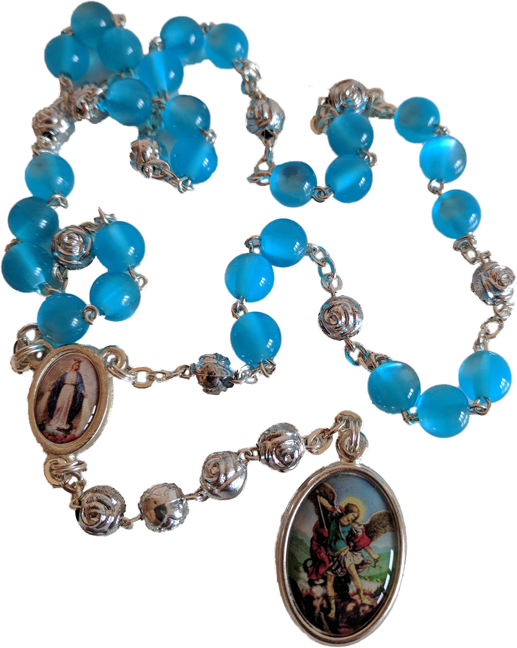 Chaplet Rosary of Saint Michael Archangel Blue Beads 15 inc