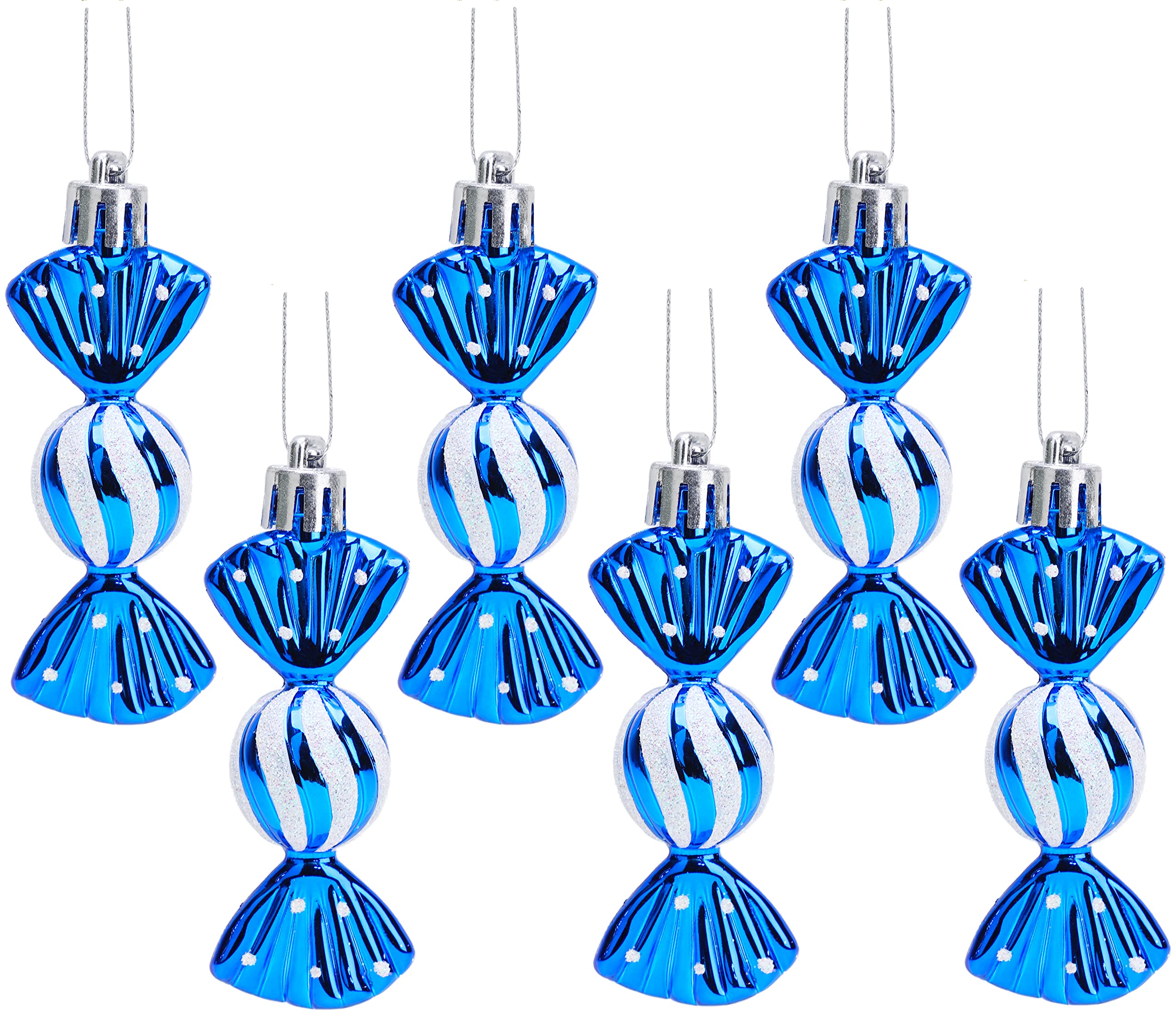 Christmas Concepts® Pack of 6-8cm Mini Sweet Shaped Baubles – Shiny & Glitter Decorated – Christmas Tree Decorations (Royal Blue)