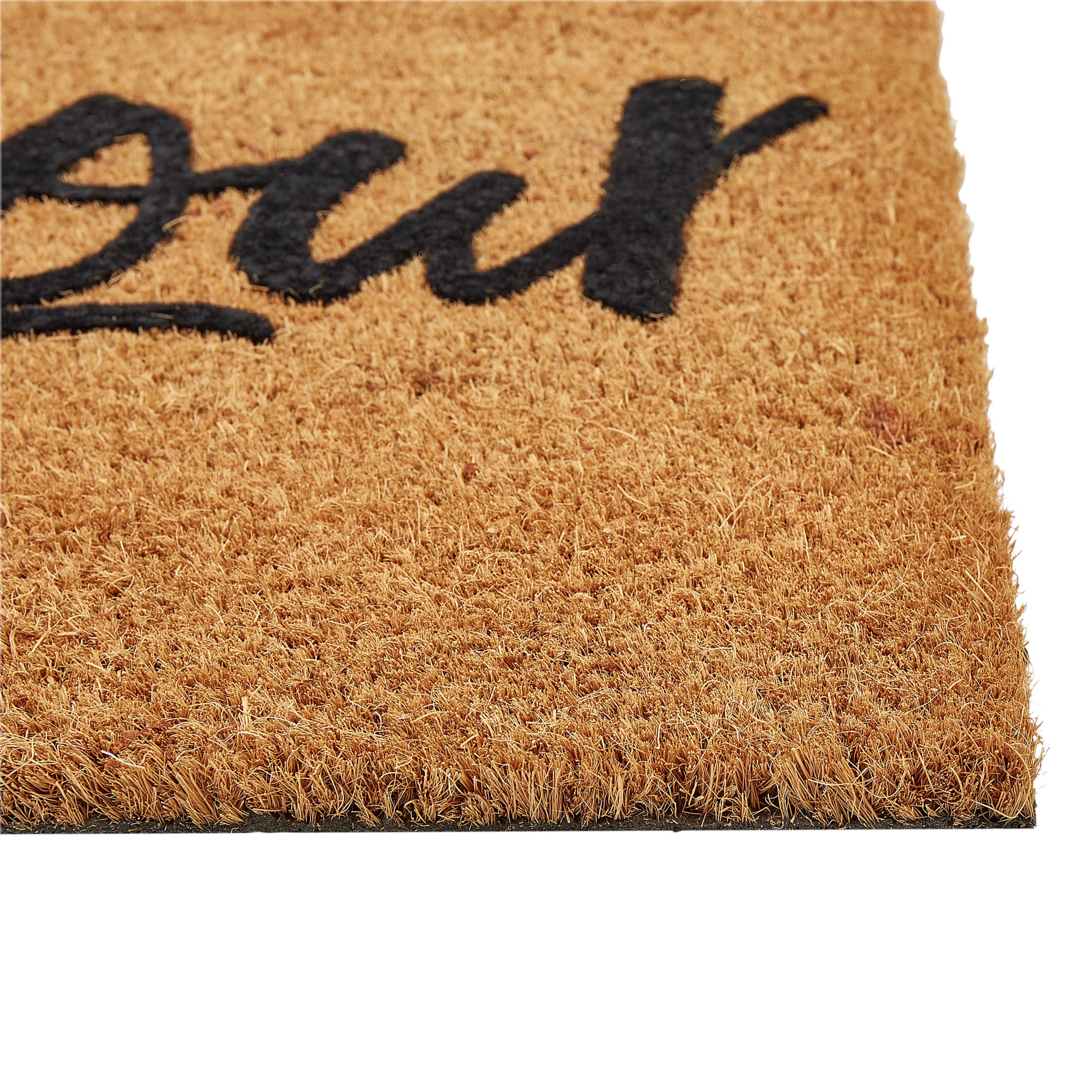Beliani Moderne Fußmatte für den Innenbereich 40 x 60 cm Bonjour Text Motiv Kokosfaser Anti-Rutsch PVC-Rücken Natur Asir