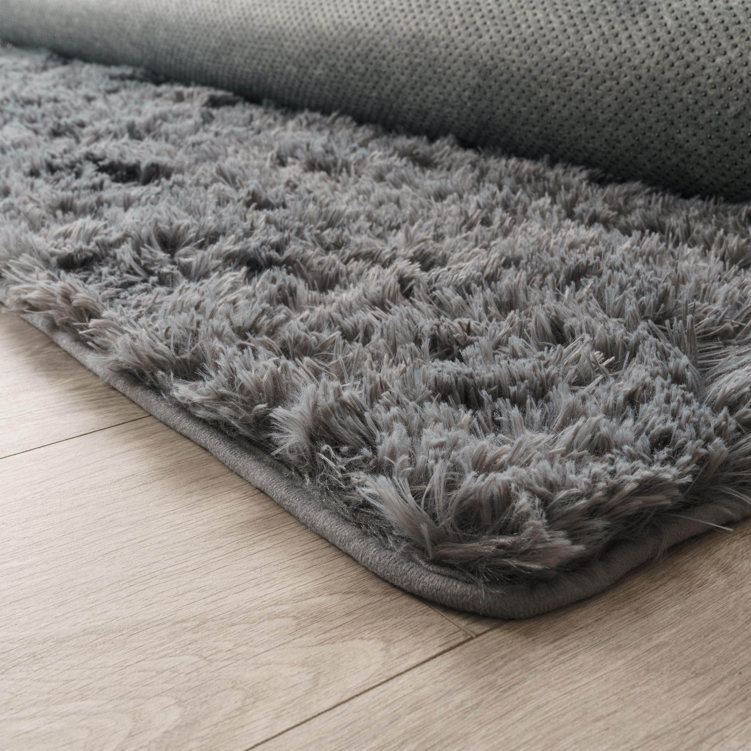 Paco Home Hochflor Teppich Wohnzimmer rutschfest Fellteppich Shaggy Flauschig Weich Modern Kunstfell Fell Imitat Einfarbig, Grösse:200x280 cm, Farbe:Grau