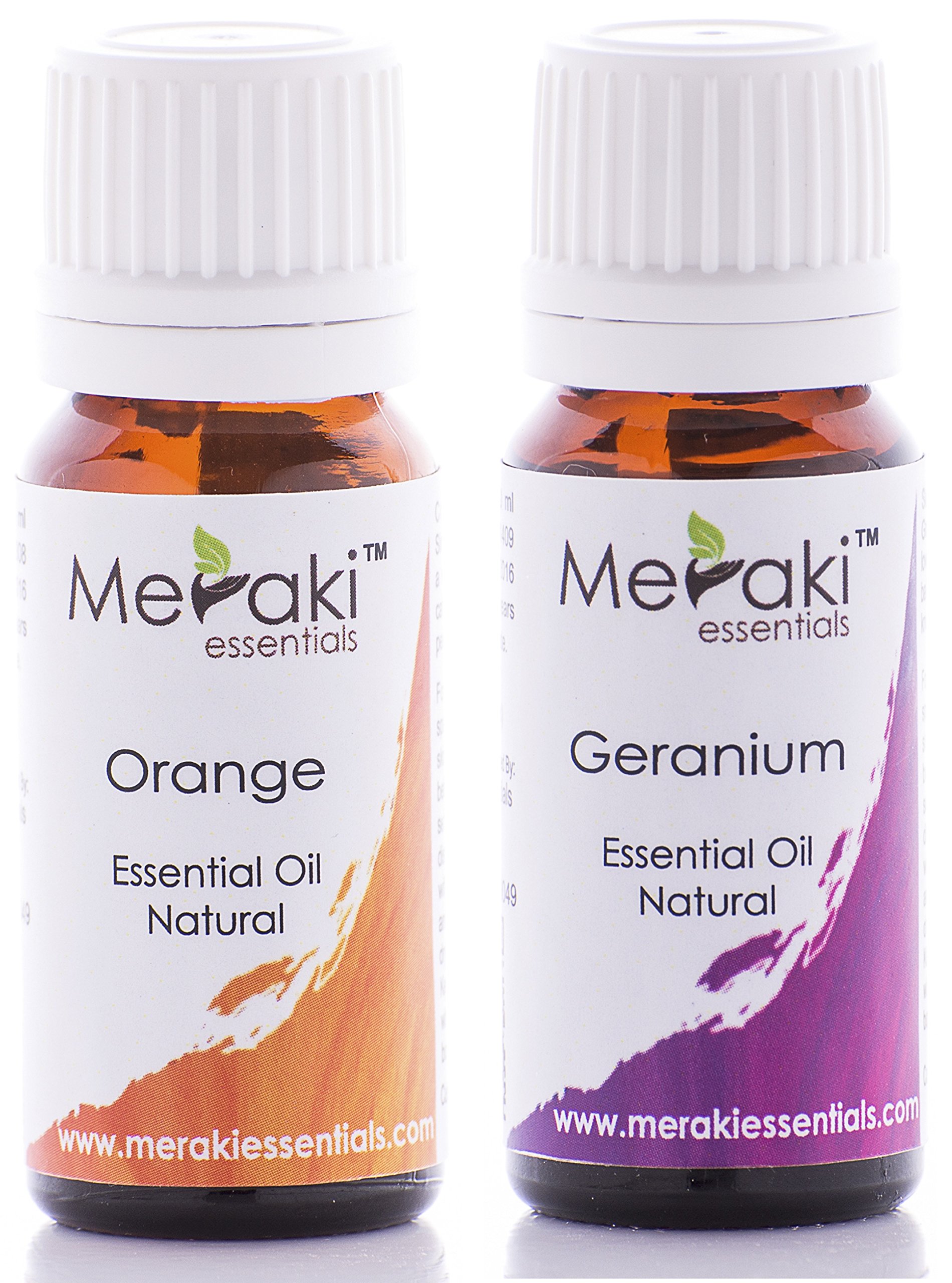 Meraki EssentialsSacral Chakra (Svadhishthana Chakra|Second Chakra) 100% Pure|Natural|Essential Oil Set- (Orange|Geranium)10 ML Each|Boosts Creativity|
