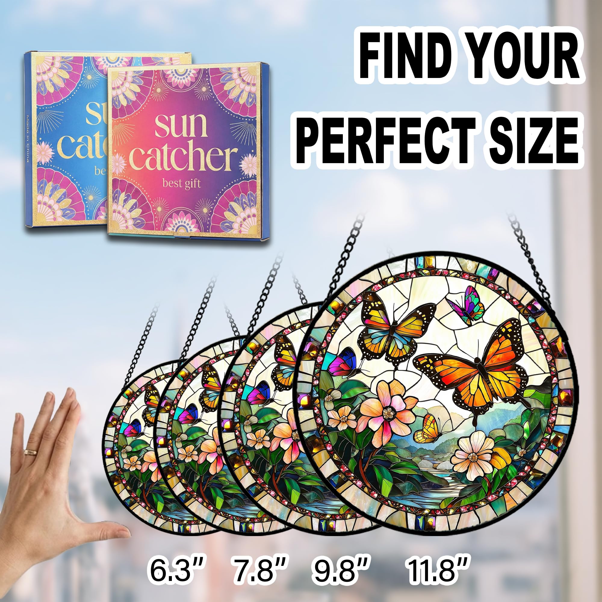 Regalos de mariposa para mamá: atrapasueños colgantes de cristal sintético para colgar en ventanas, para puerta, jardín, decoración acrílica, día de la madre, para mujeres, abuela, hermanas, esposa