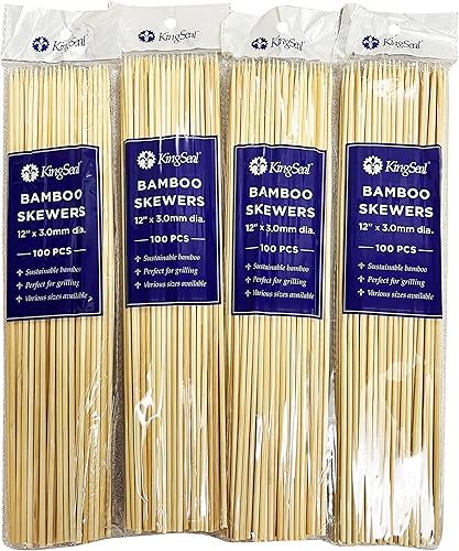 Miniatura 2 de KingSeal Brochetas de madera de bambú natural para shish keabs, barbacoa y arreglos de frutas, 12 pulgadas x 0.118 in de diámetro, 400 unidades