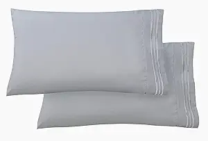 Elegant Comfort Luxury Ultra-Soft 2-Piece Pillowcase Set - 1500 Premium Hotel Quality Microfiber Double Brushed - Wrinkle Resistant, King Size, Silver Blue