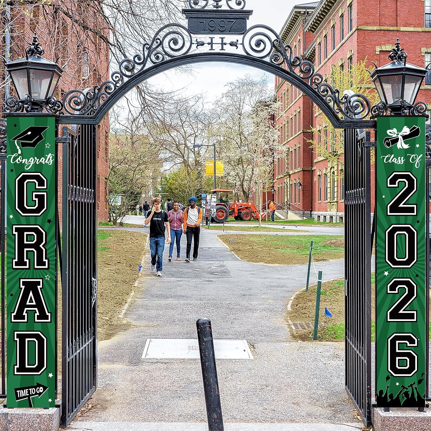 Graduation Banner 2026 Graduation Decorations Green and Black Grad Banner Porch Sign Class of 2026 Door Decor Congrats Hanging Backdrop Green Grad Party Decor for School Congratulations Supplies