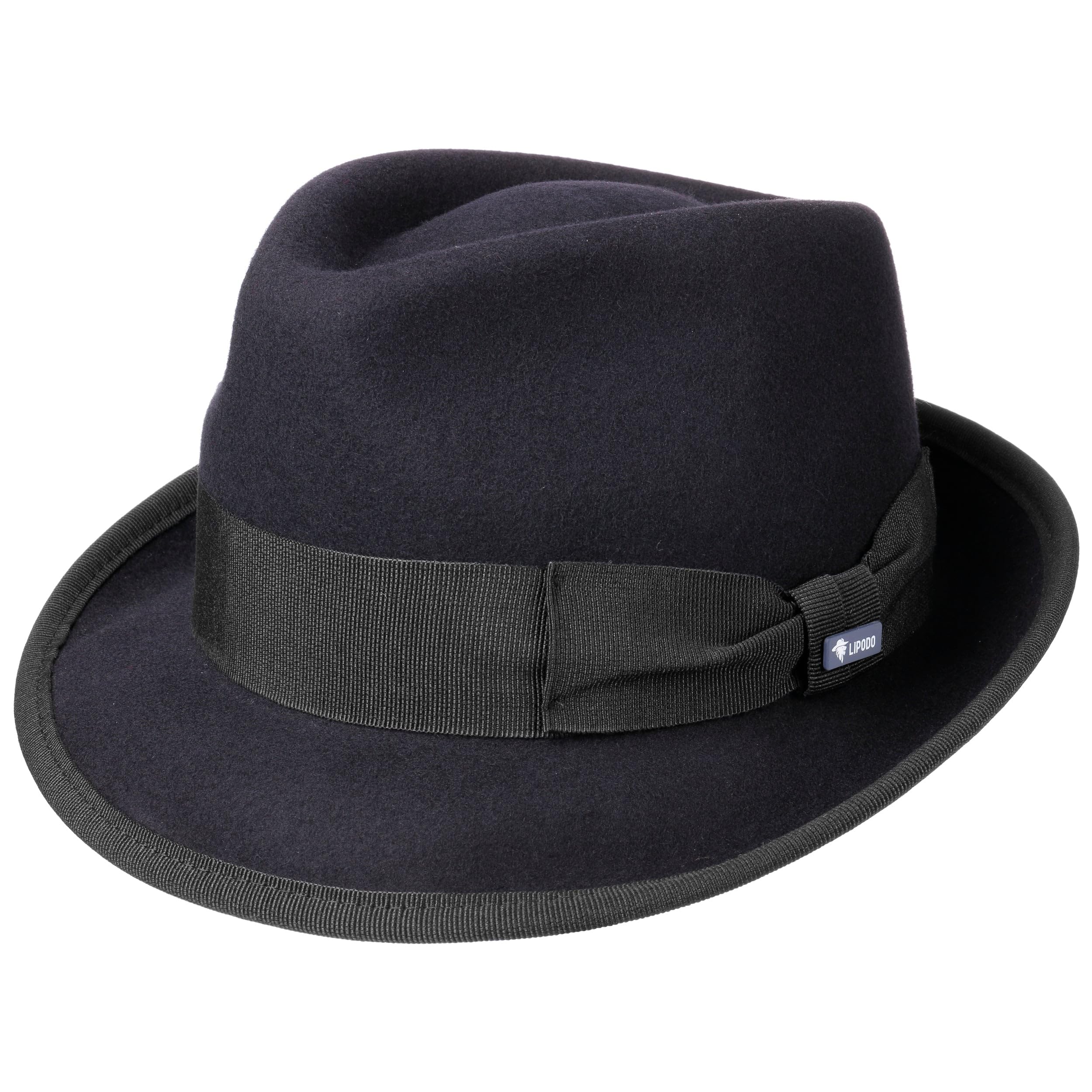 Lipodo Classic Wool Trilby Fedora Made in Italy Unisex Summer Winter Navy