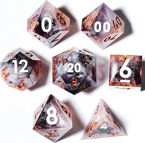 Miniatura 1 de MINI PLANET DND - Juego de dados para TTRPG Dungeons and Dragons hechos a mano, con bordes afilados, dados poliédricos, dados de rol crítico, dados