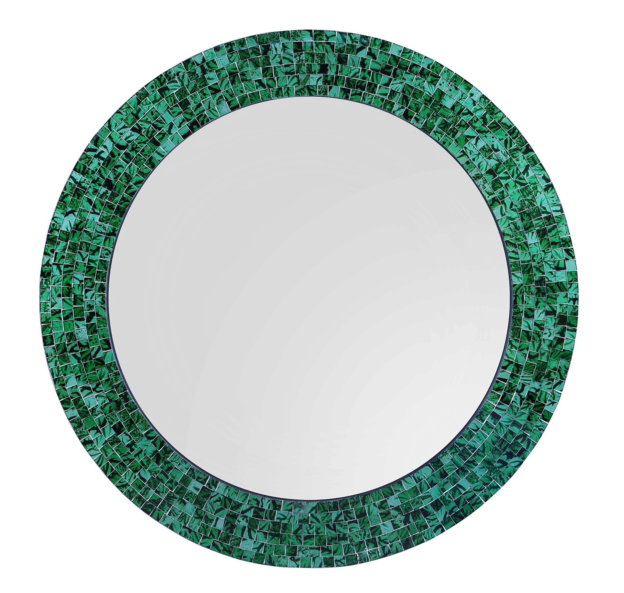Harrow Decor Green Mosaic Mirror In Sparkly Colour Wm-096, Dia 24''