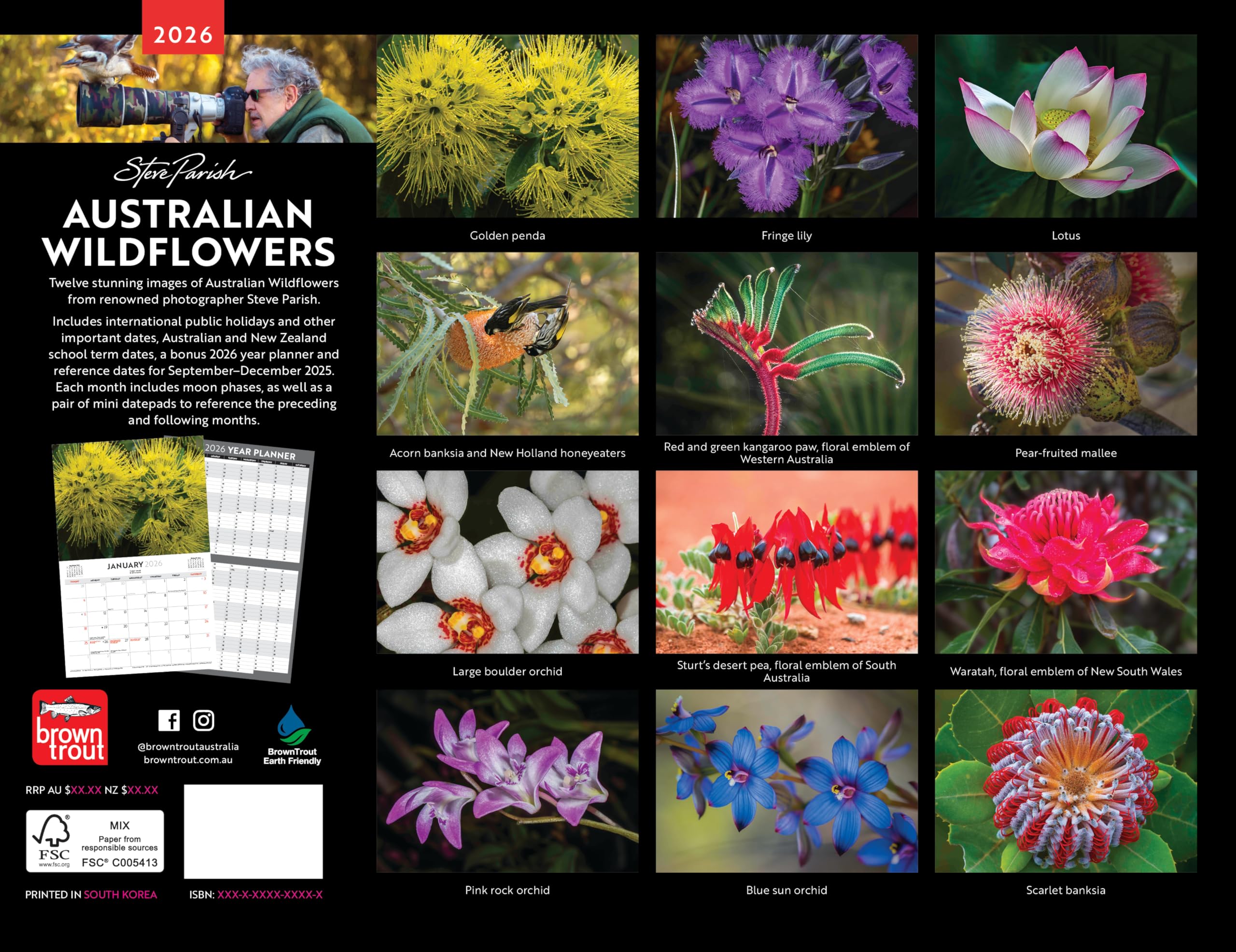 Australian Wildflowers - Steve Parish 2026 Horizontal: Wall
