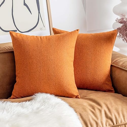 Miniatura 8 de Home Brilliant Juego de 2 fundas de almohada decorativas de lino de 24 x 24 pulgadas para sofá, jardín, patio al aire libre, 24 x 24 pulgadas, color