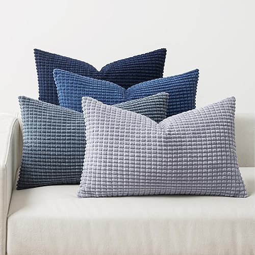 Miniatura 25 de MIULEE Juego de 4 fundas decorativas modernas de cojín lumbar de 18 x 18 pulgadas, fundas de almohada rústicas naturales de pana suave neutra, Marrón