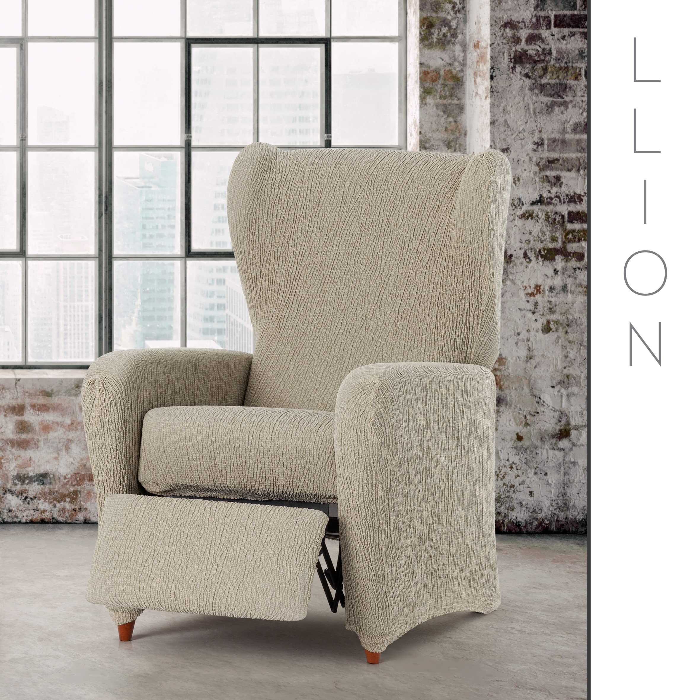 Eysa Llion Funda de sillón elástica para sillón Relax de 60-75cm (Medida Respaldo) visón.