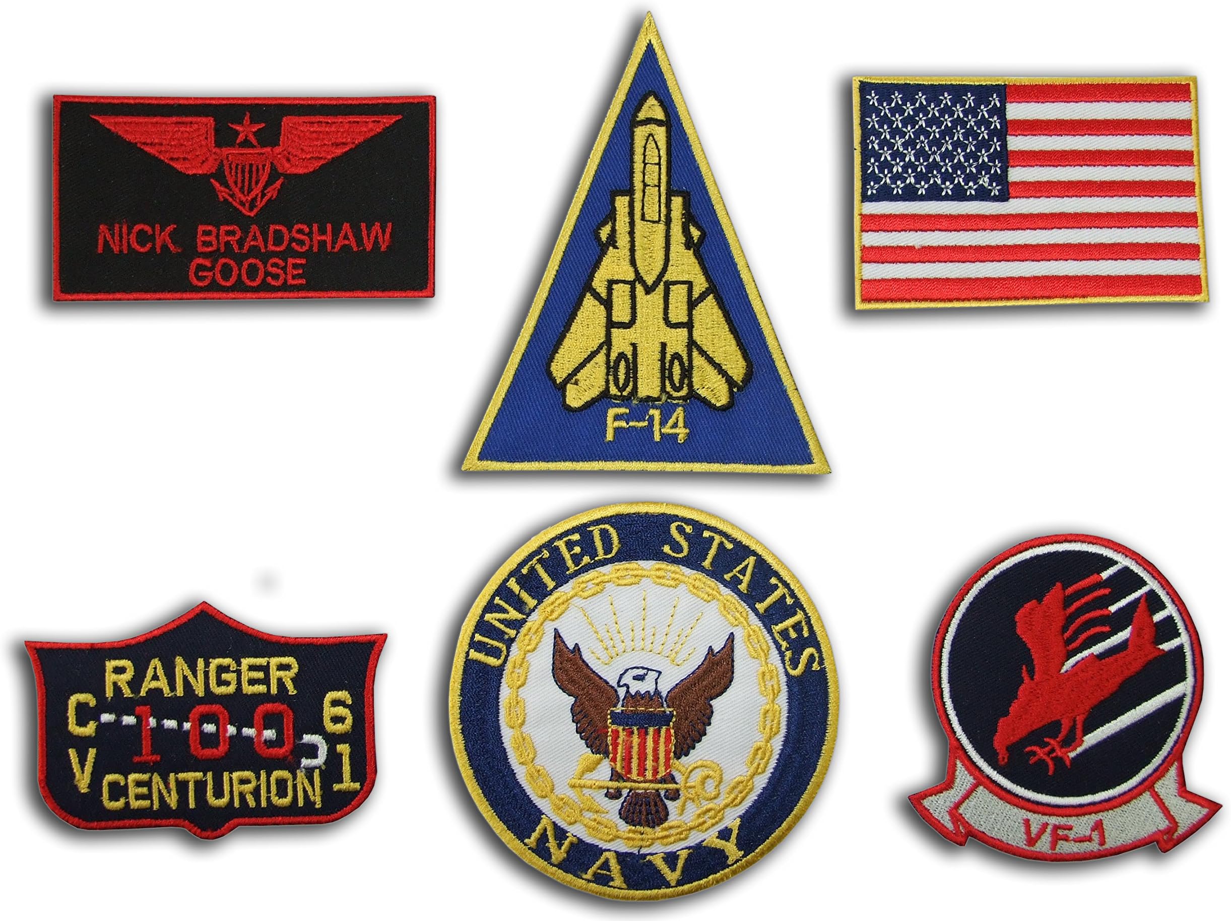 EMBROIDERY KING NICK BRADSHAW GOOSE NAME TAG FLIGHT JACKET PATCH SET - 6 Hook and Loop Fastener Patches