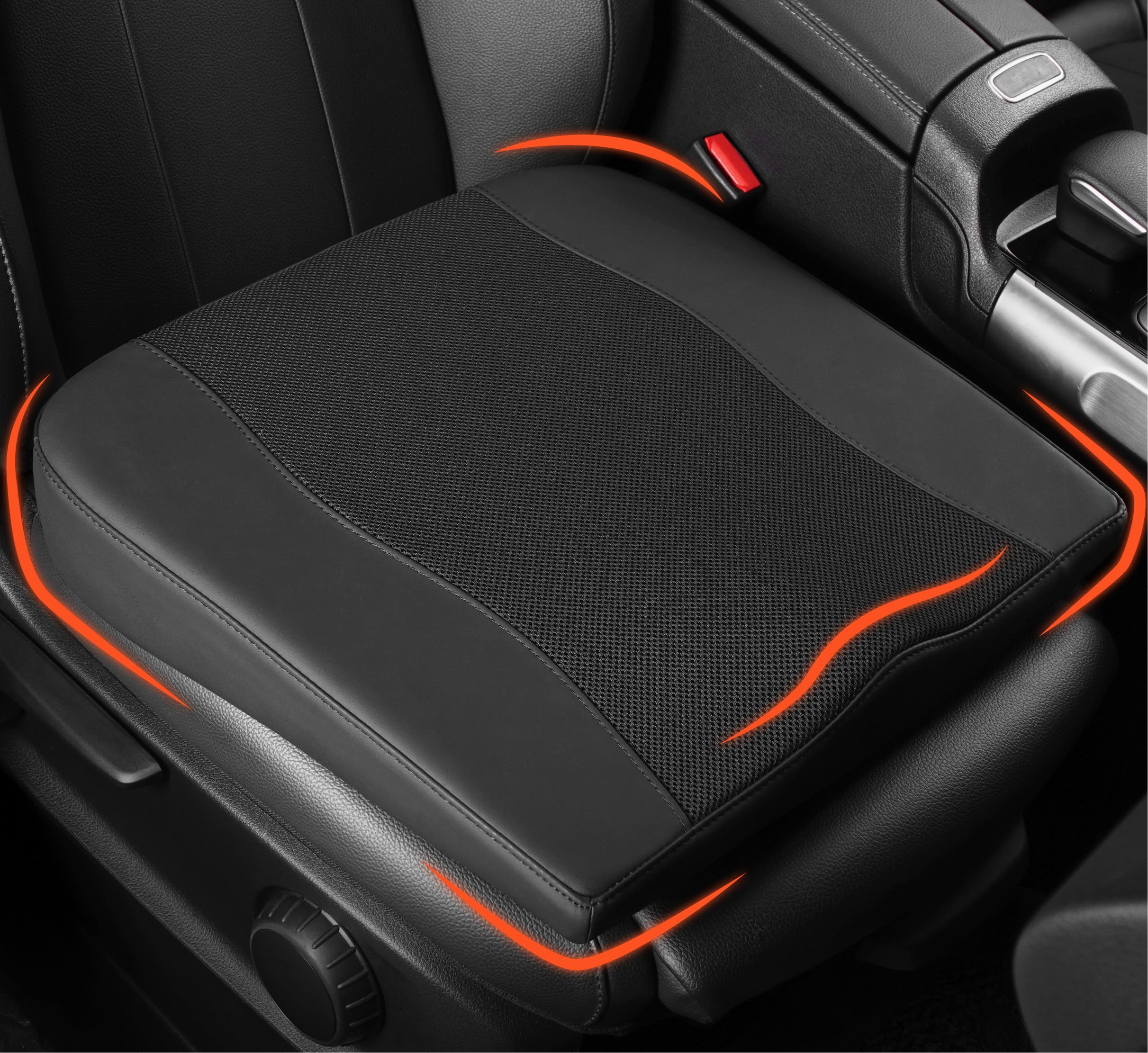Cuscino per seggiolino auto, comodo cuscino in memory foam per guida, sollievo da sciatica e lombare, cuscino per sedile auto, conducente, sedia da ufficio, sedia a rotelle (ossidiana nero speck nero)