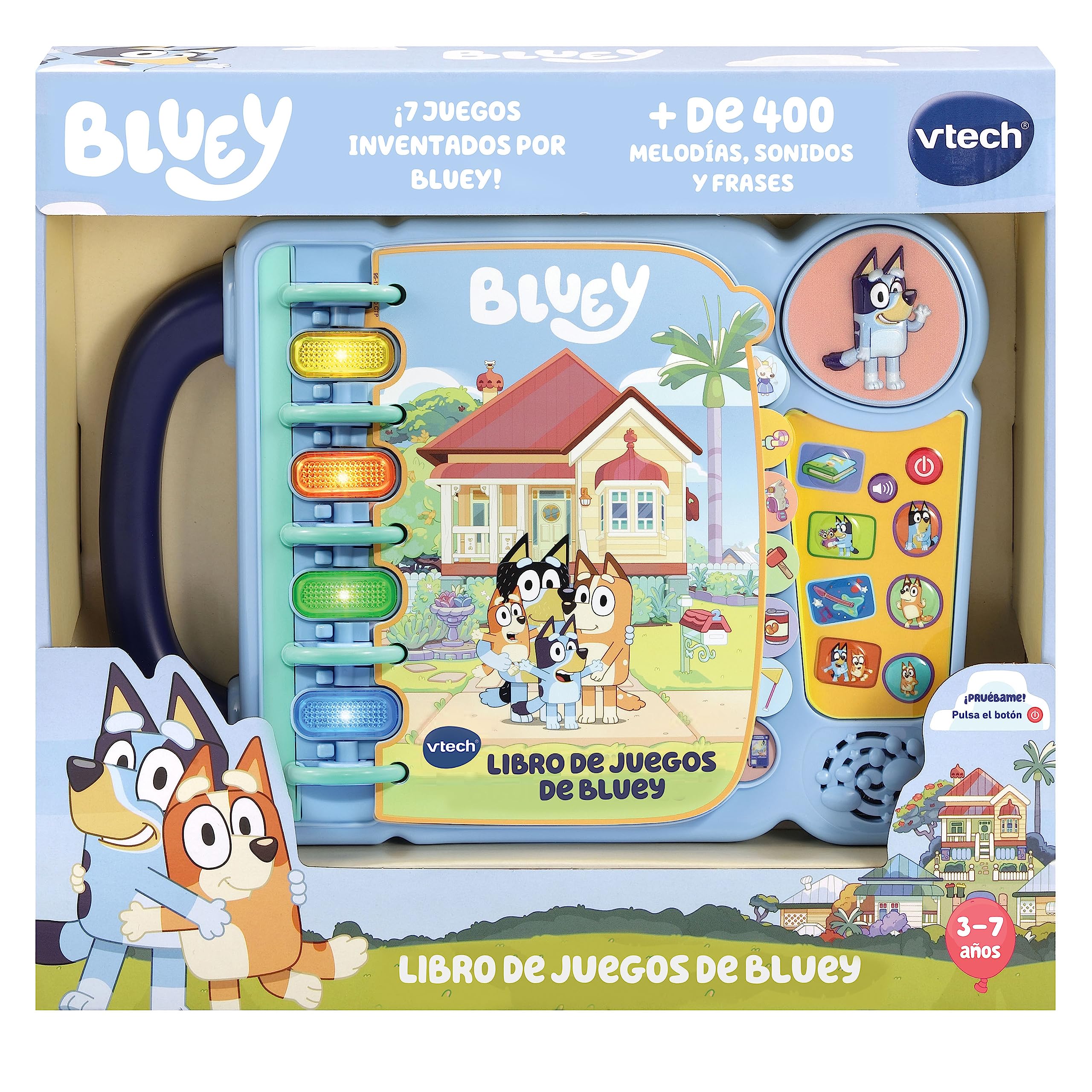 VTech - Libro Educativo de Bluey, Juega y aprende simulando acciones de la Vida Real, 4 Modos de Juego, Juguete para niños +3 años, Versión ESP