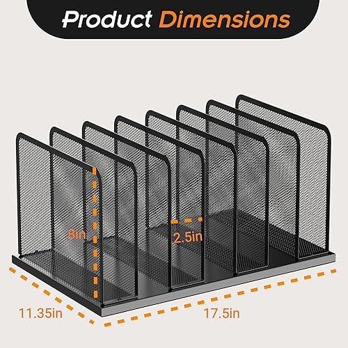 Miniatura 2 de Kuntine.B Organizador de escritorio con 7 compartimentos de malla vertical, organizador de escritorio, clasificador de archivos, soporte de archivos