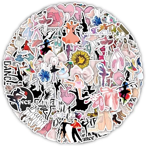 60 calcomanías de baile, botellas de agua para laptop, regalo perfecto para niñas y adolescentes, calcomanías de baile, recuerdos de fiesta de baile