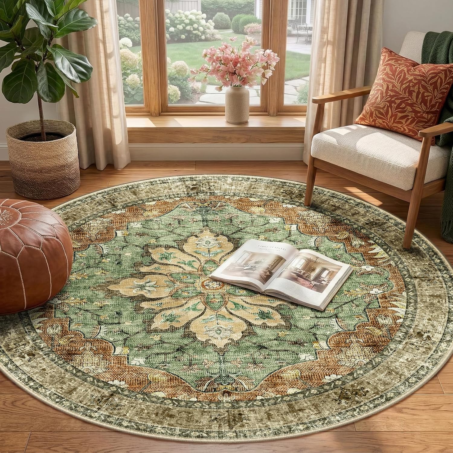 Washable Vintage Medallion Rug