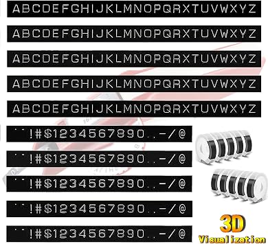 Embossing Label Tape Compatible with Dymo Label Maker,3/8 Inch 3D Plastic Labels Replacement for Dymo Organizer Xpress 12965 DYM 12966 Office Mate II (White on Black)