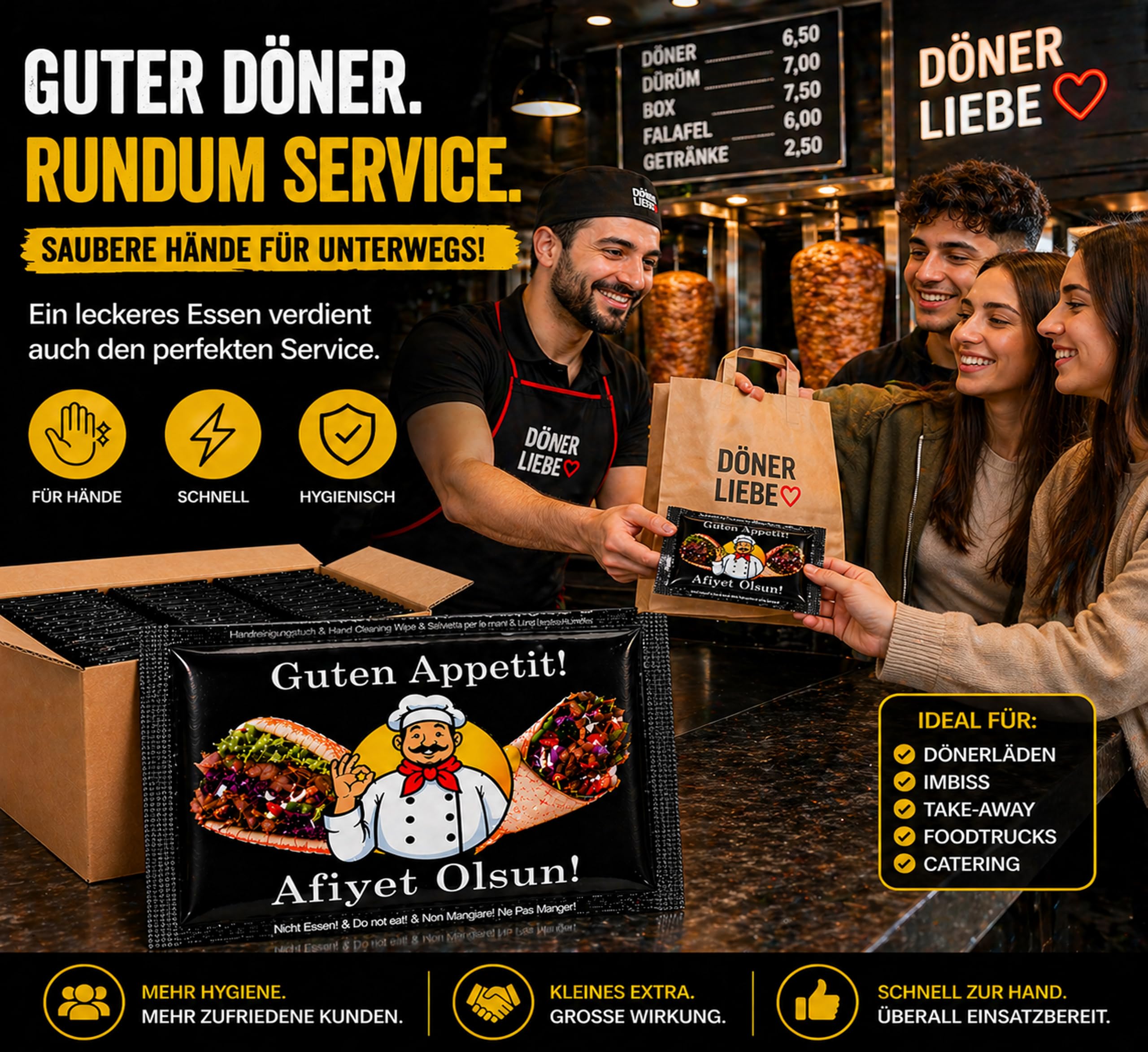 500 Stk Erfrischungstücher | Gastro Feuchttücher | Afiyet Olsun