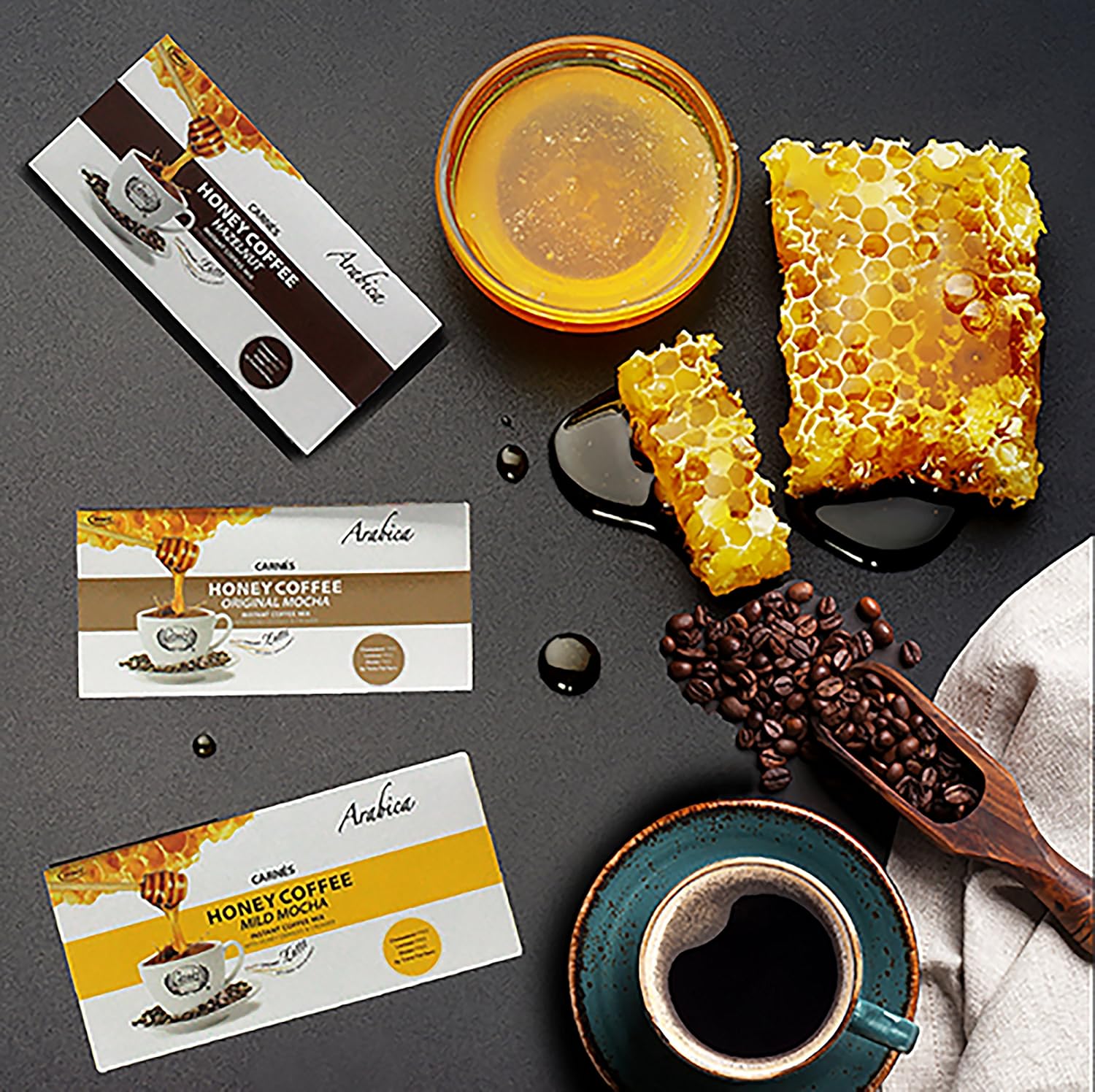 Carnes Premium Instant Coffee Mix with Honey Powder (Variety, 20 Count_3 Boxes)